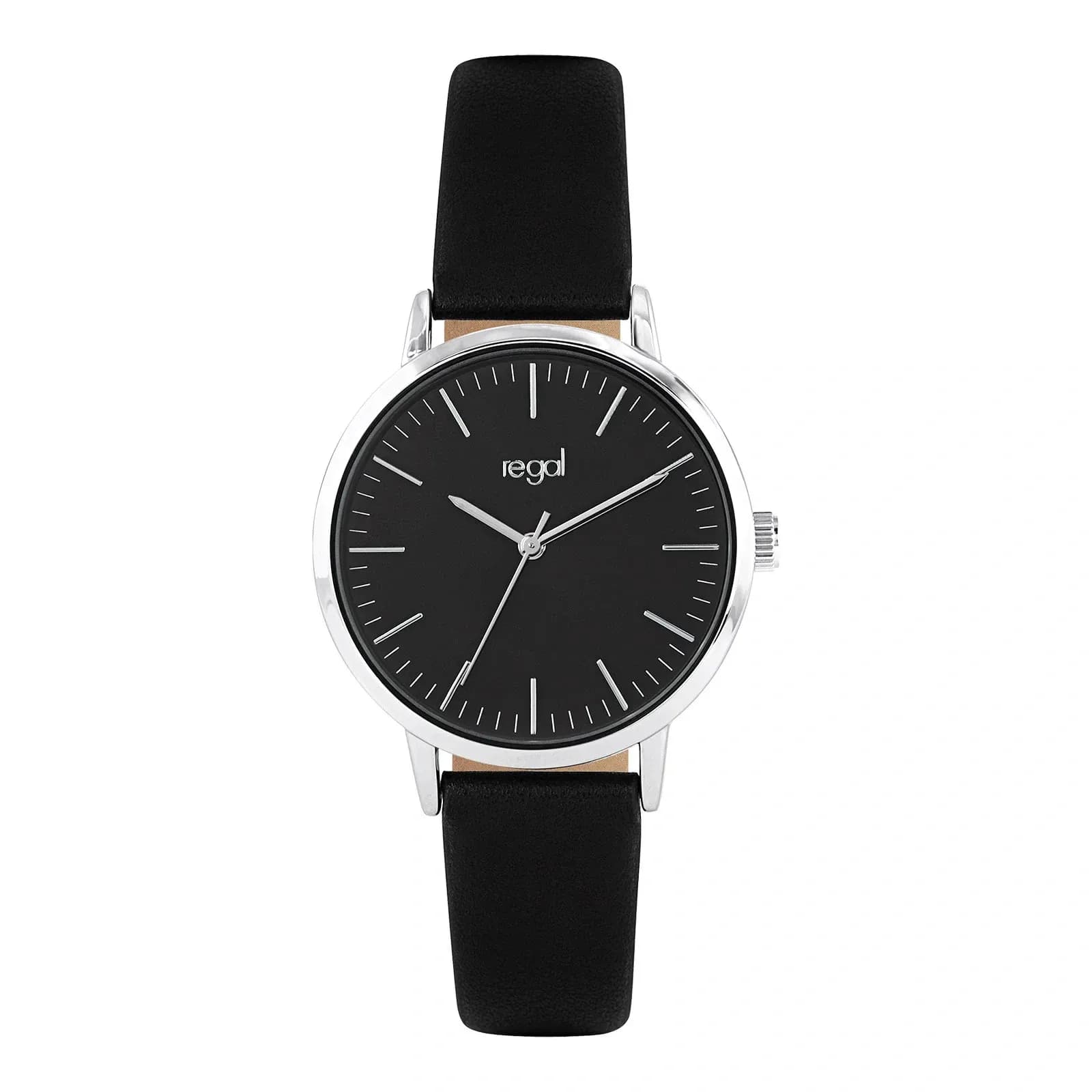 Regal damklocka - svart band, index, silverton/svart, 36mm