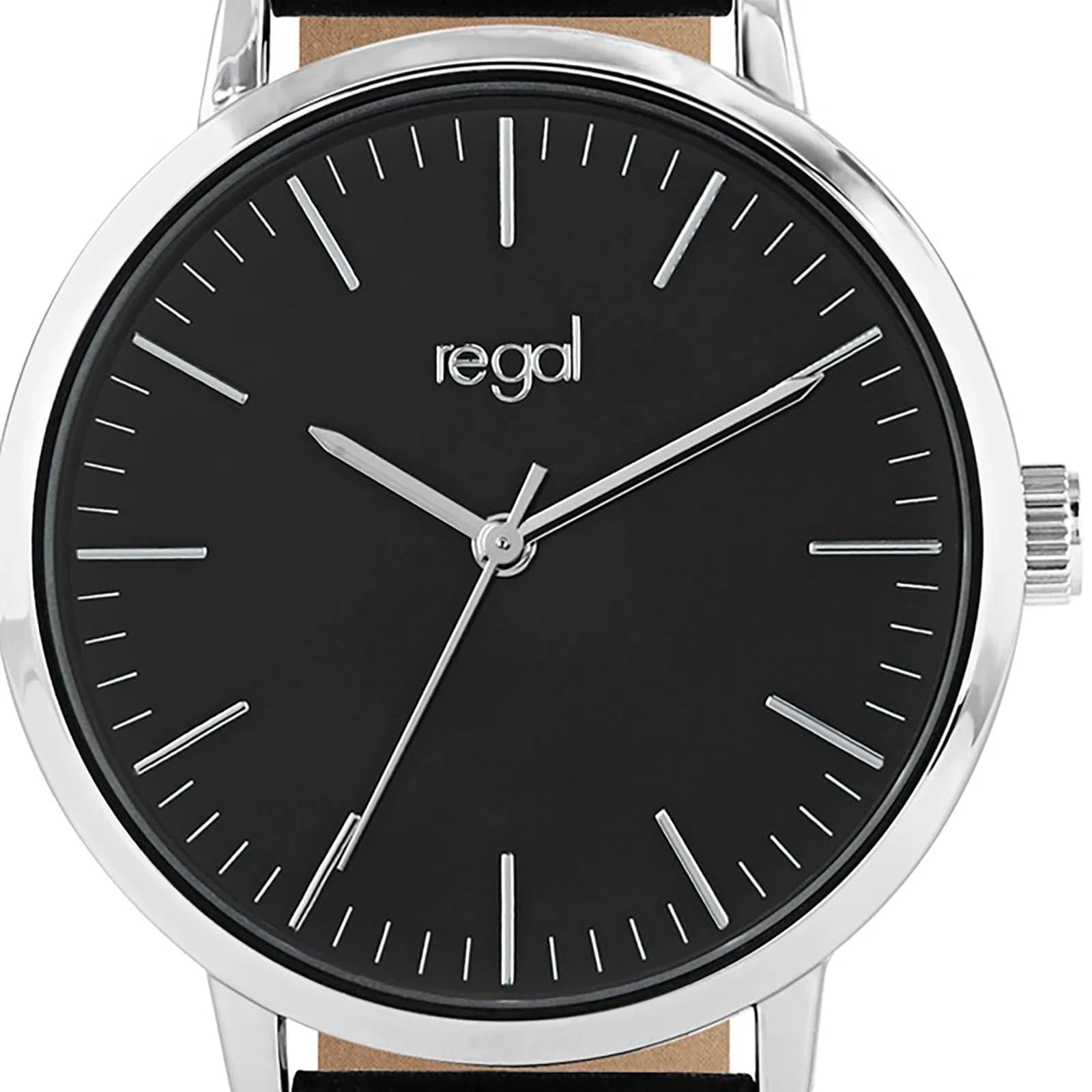 Regal damklocka - svart band, index, silverton/svart, 36mm 2