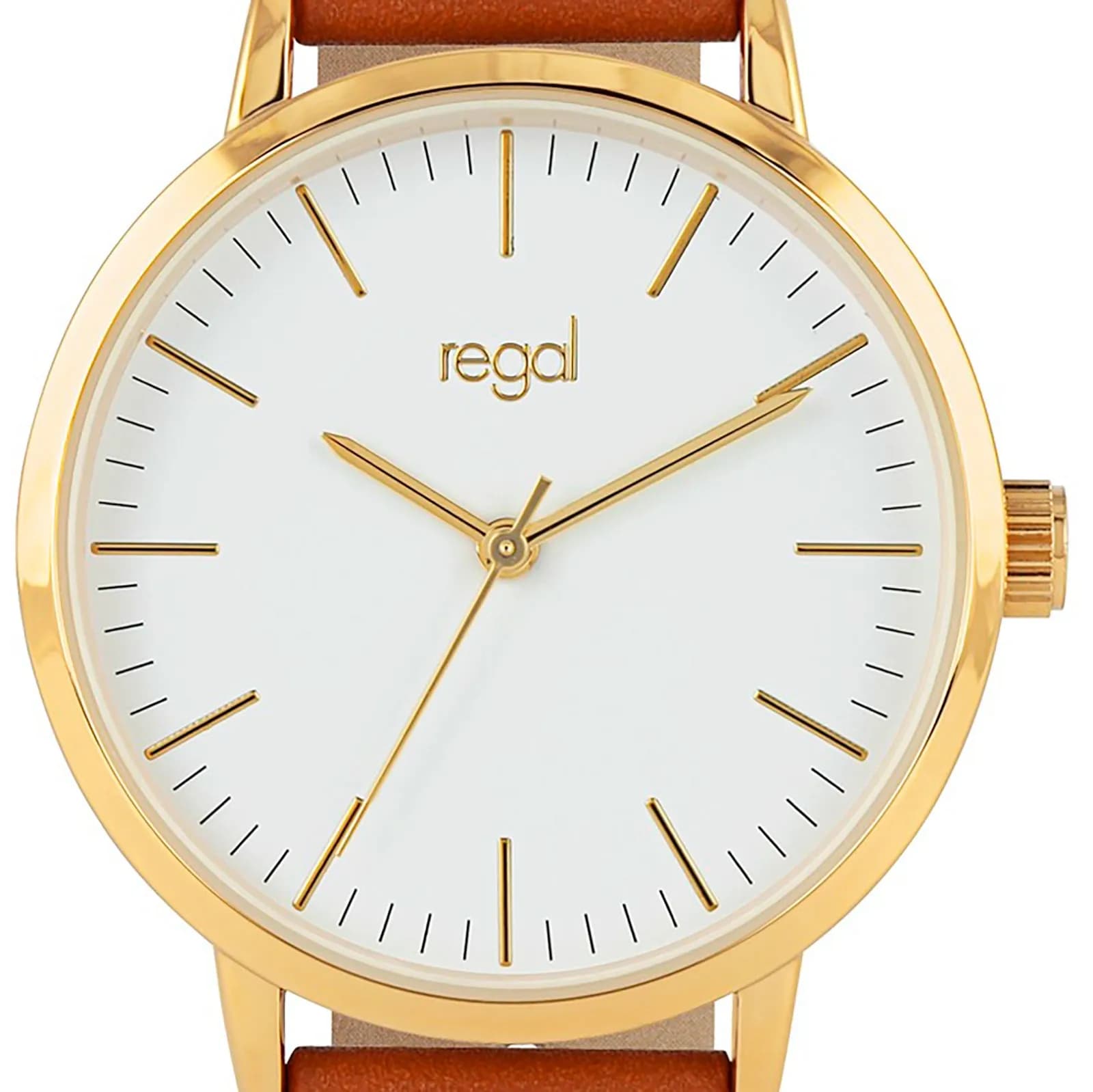 Regal damklocka - brunt band, guldton/vit, 36mm 2