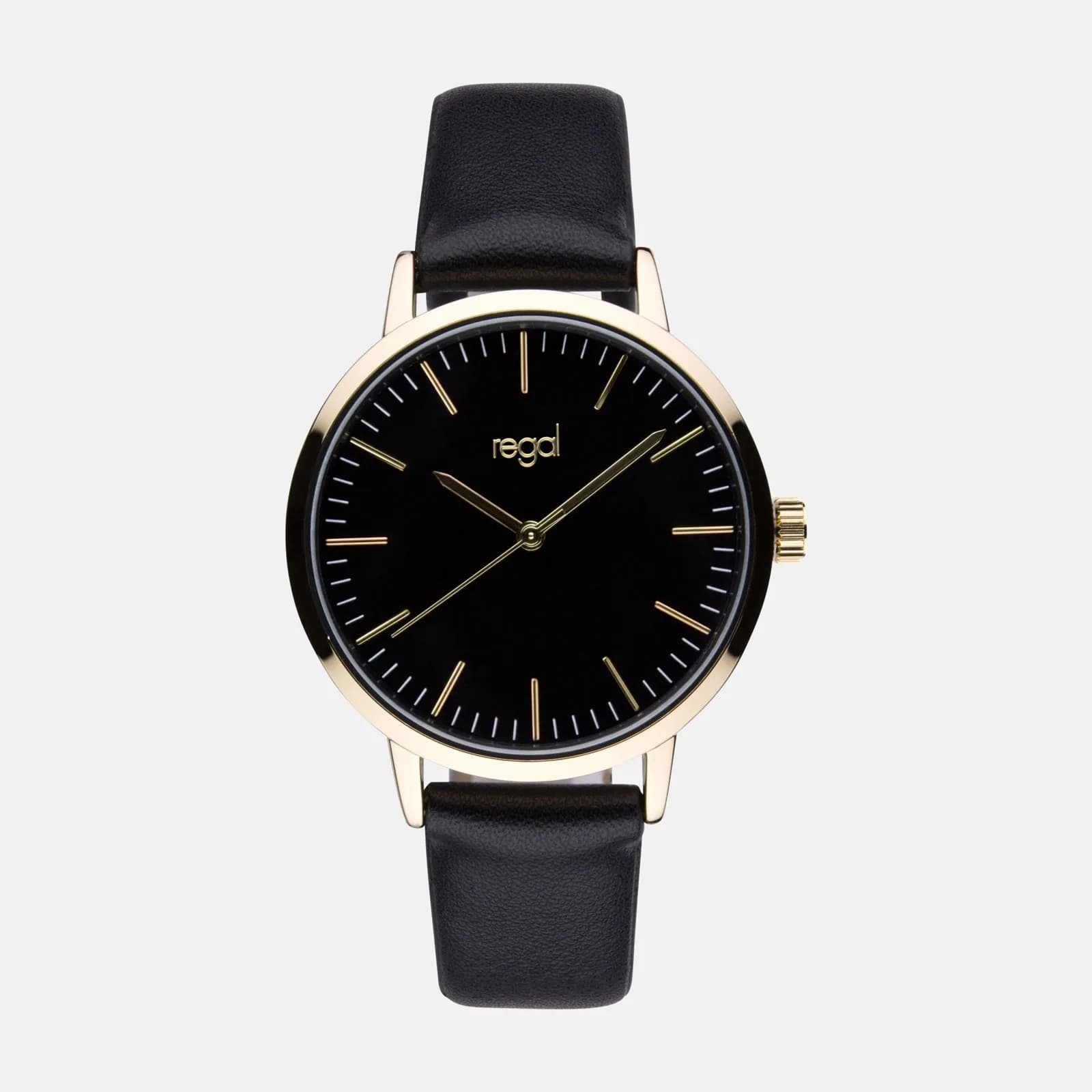Regal damklocka - svart band, guldton/svart, 36mm 1