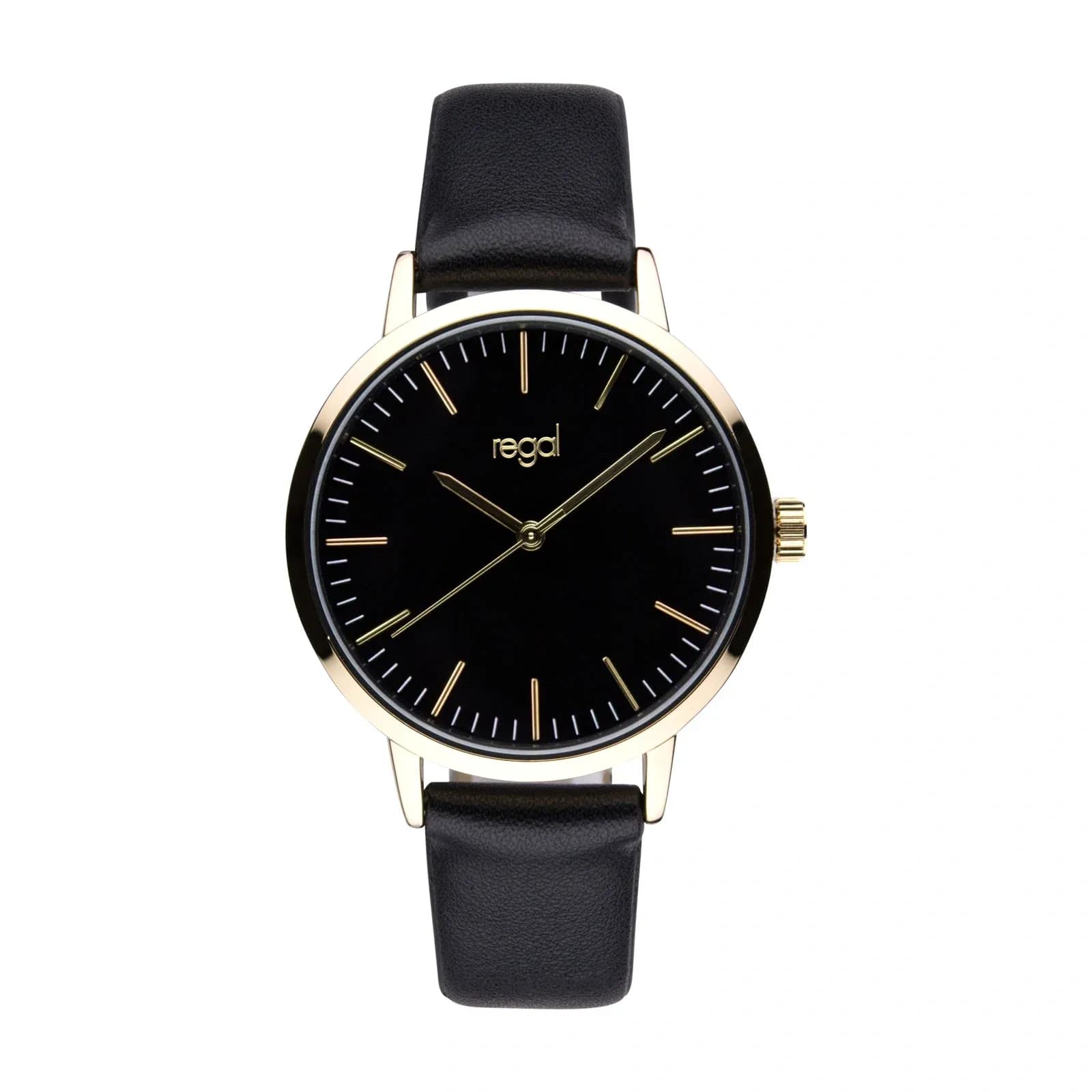 Regal damklocka - svart band, guldton/svart, 36mm