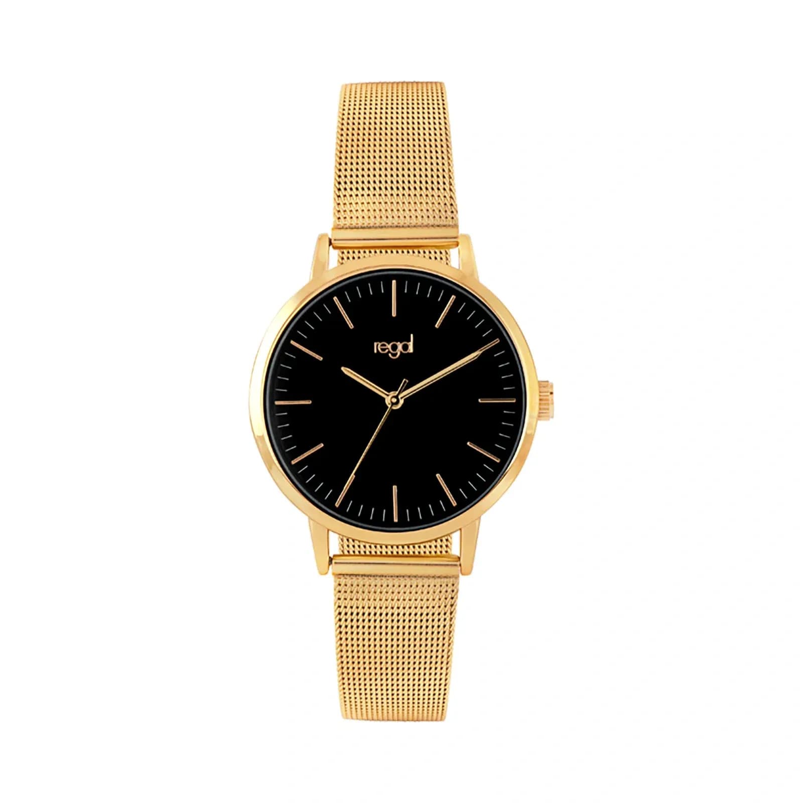 Regal damklocka - meshband, guldton/svart, 36mm