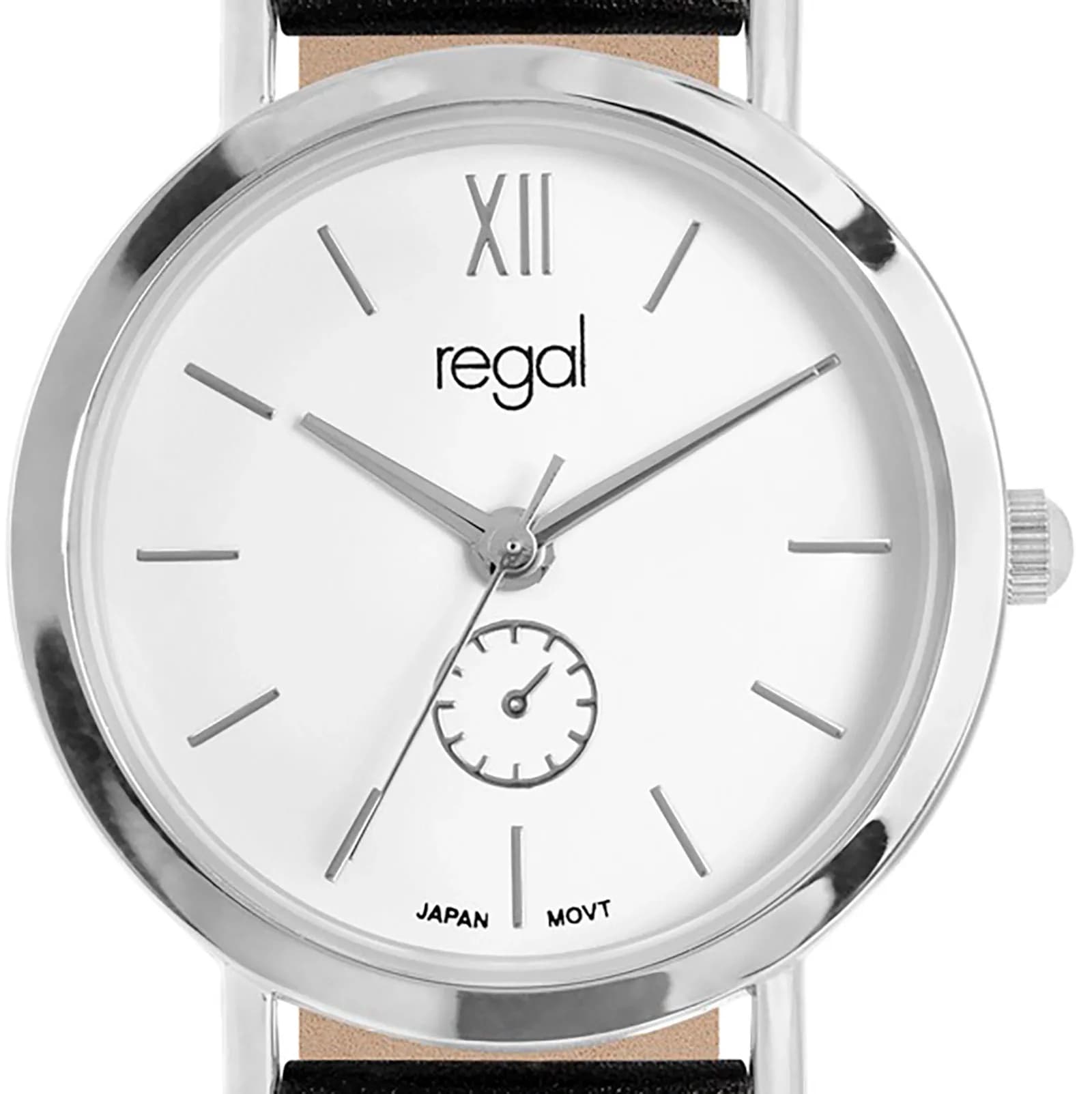 Regal damklocka - svart band, silverton/vit, 30mm 2