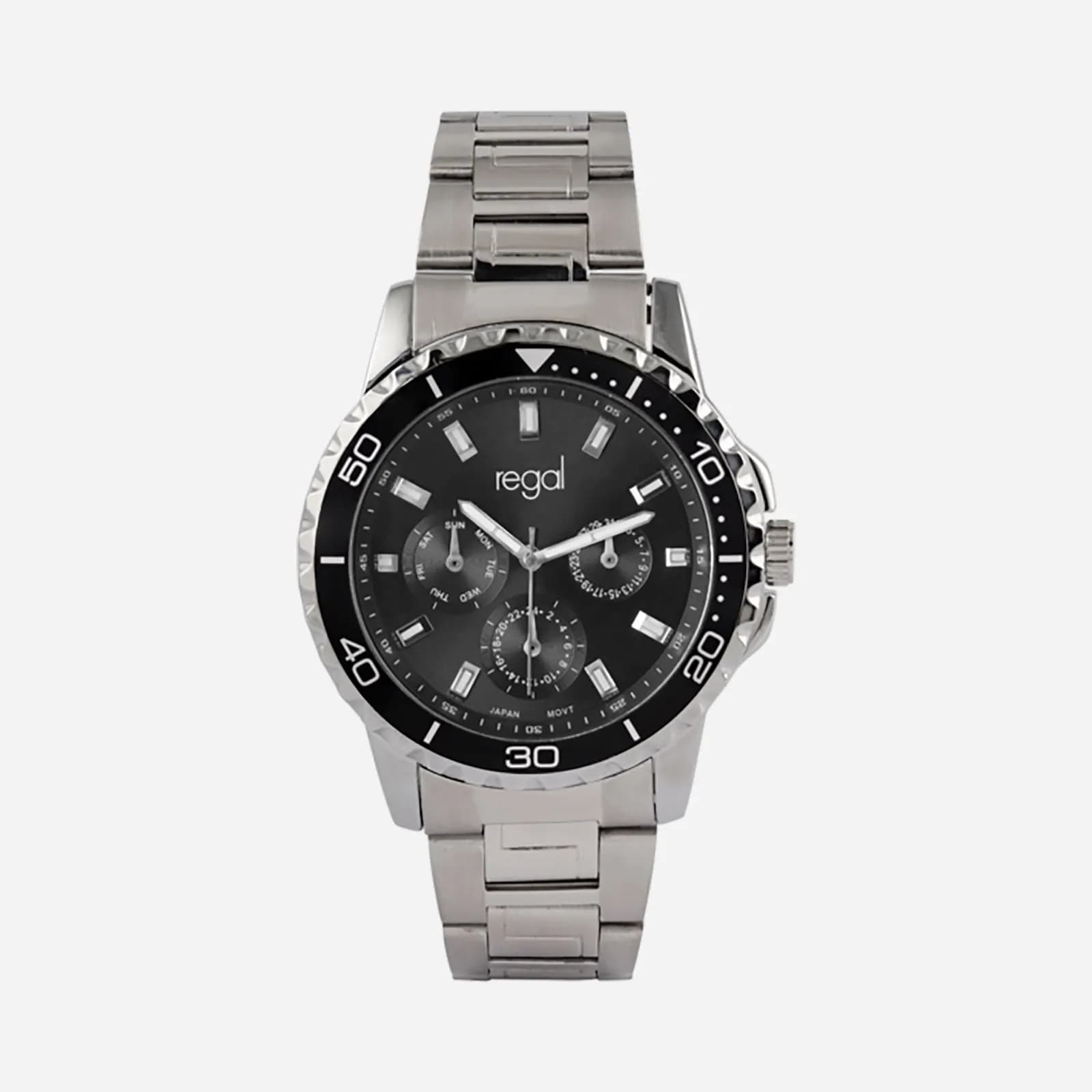 Regal herrklocka - metallband, silverton/svart, 48mm