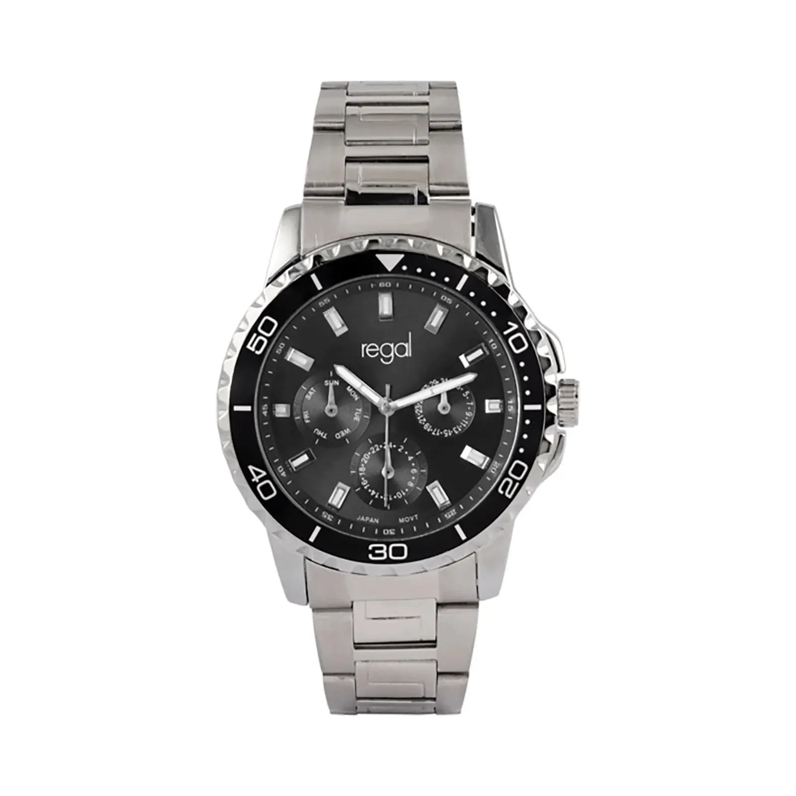 Regal herrklocka - metallband, silverton/svart, 48mm