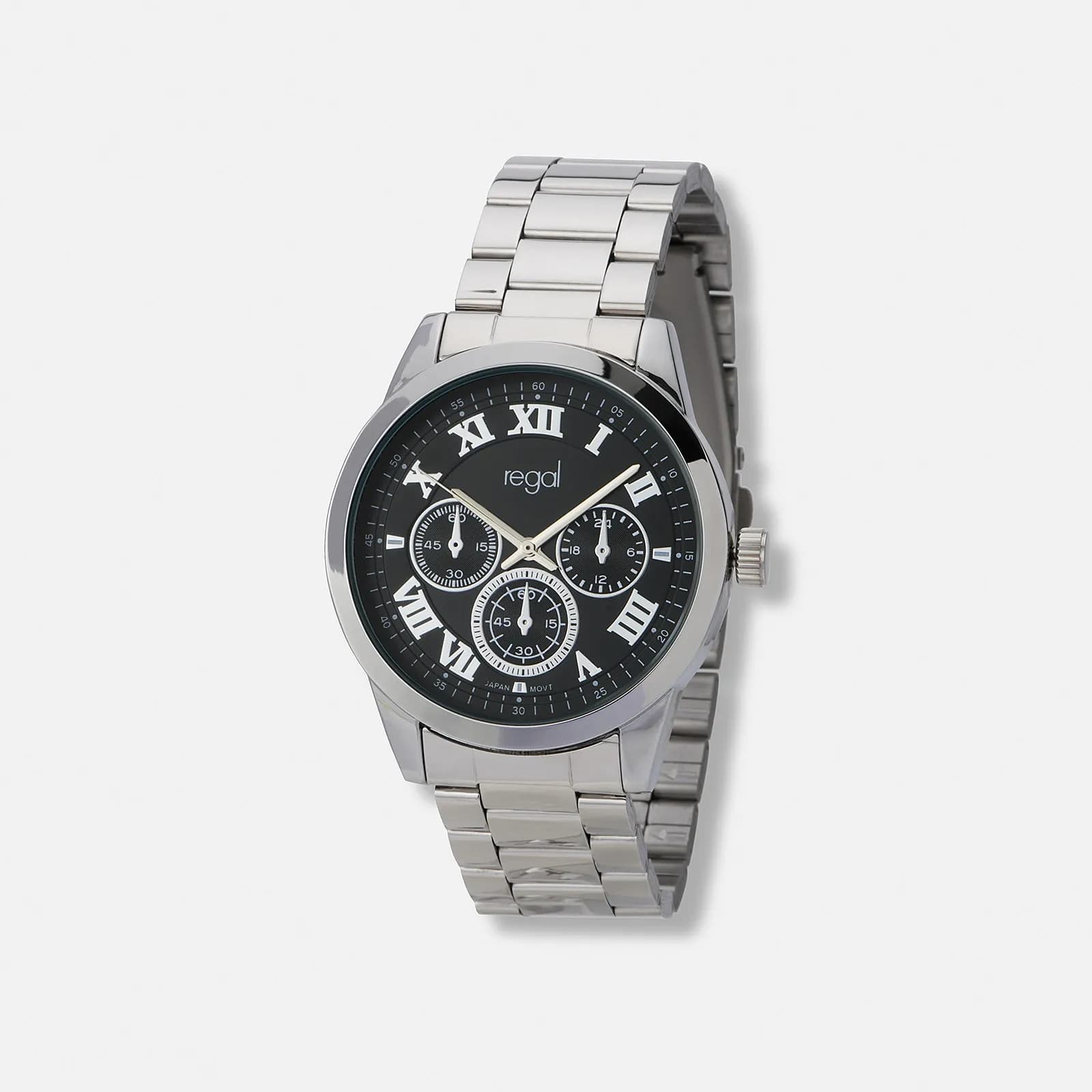 Regal herrklocka - metallband, silverton/svart, 41mm