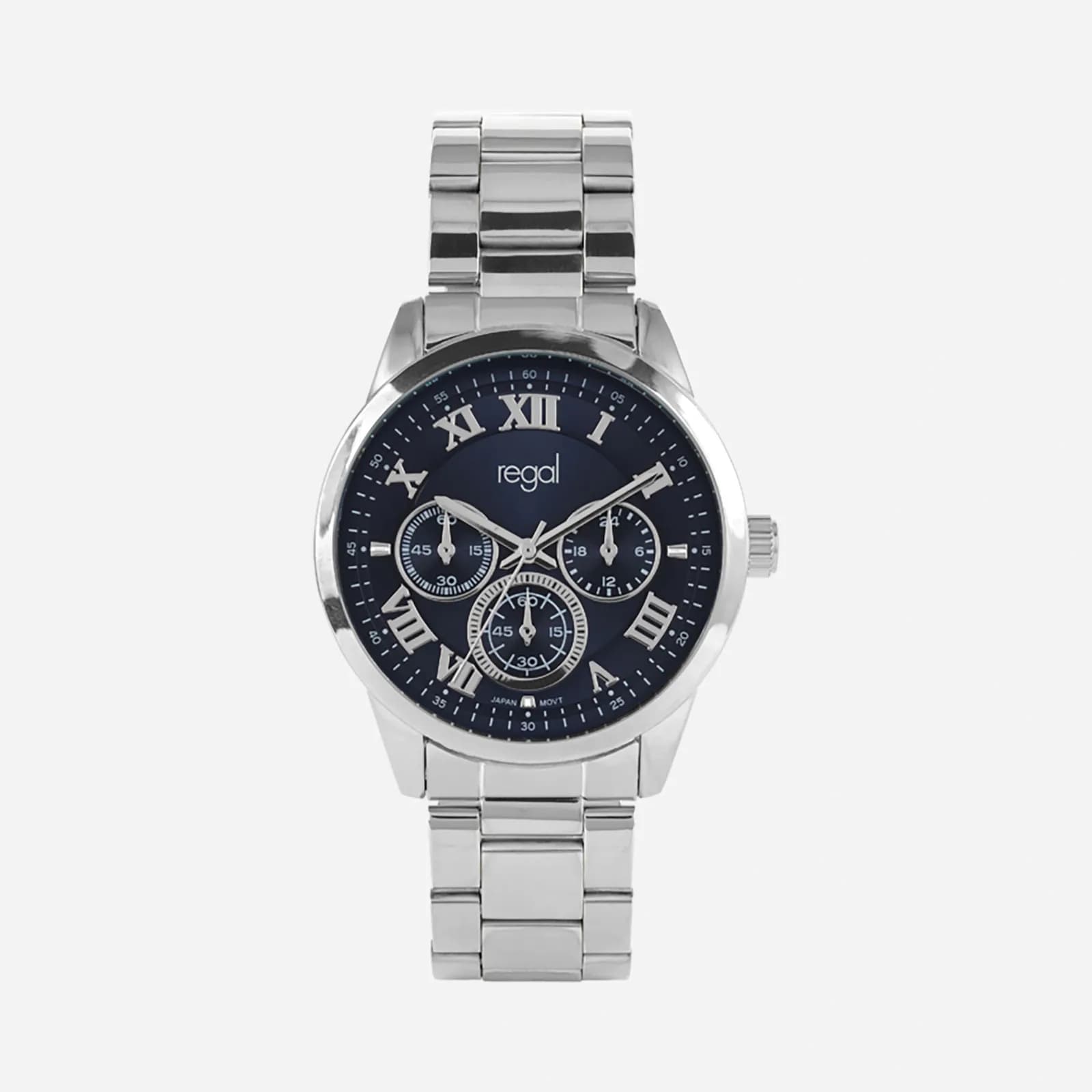 Regal herrklocka - metallband, silverton/blå, 41mm