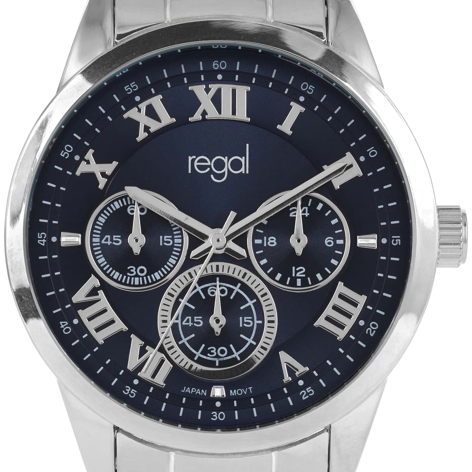 Regal herrklocka - metallband, silverton/blå, 41mm 2