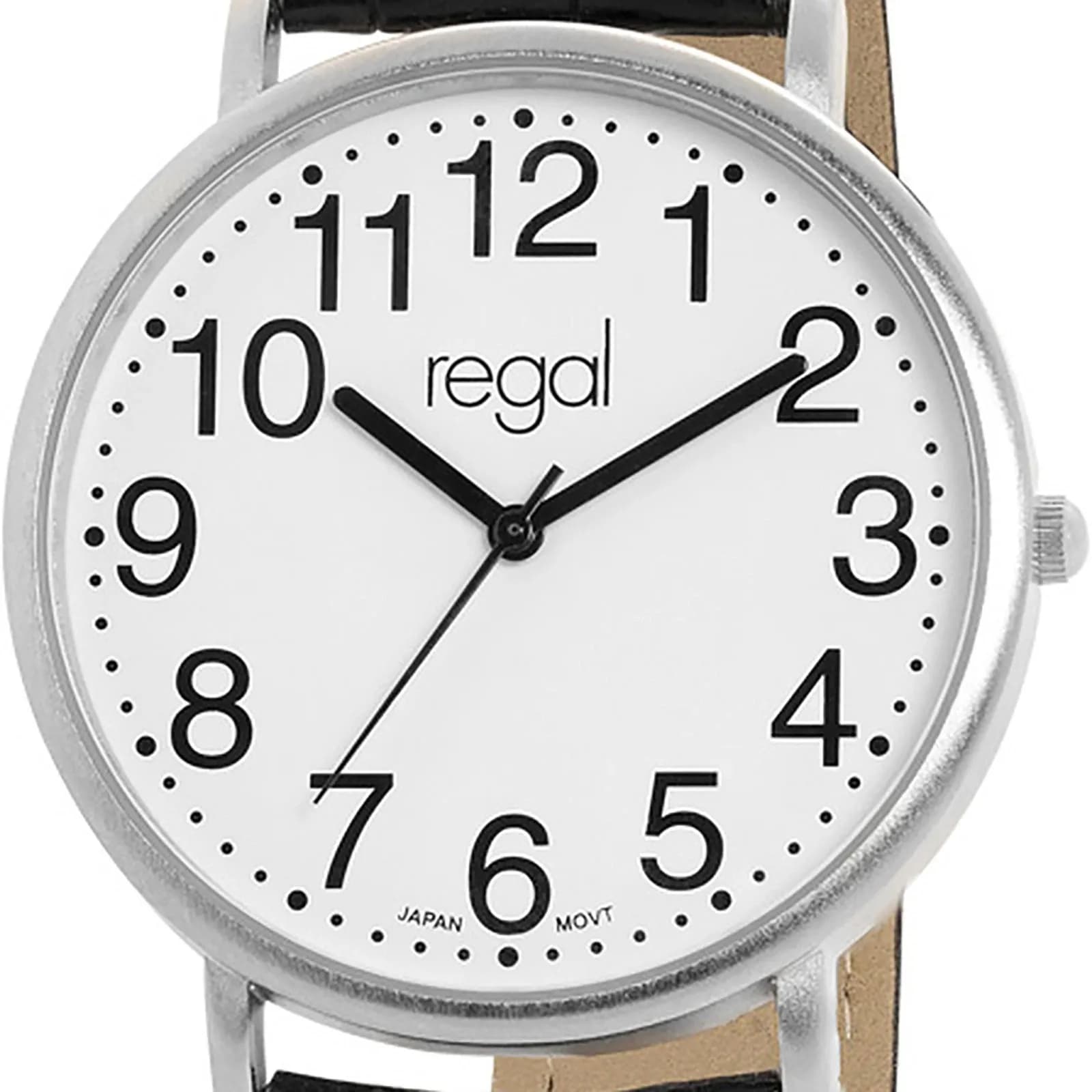 Regal herrklocka - svart band, silverton/vit, 40 mm 2