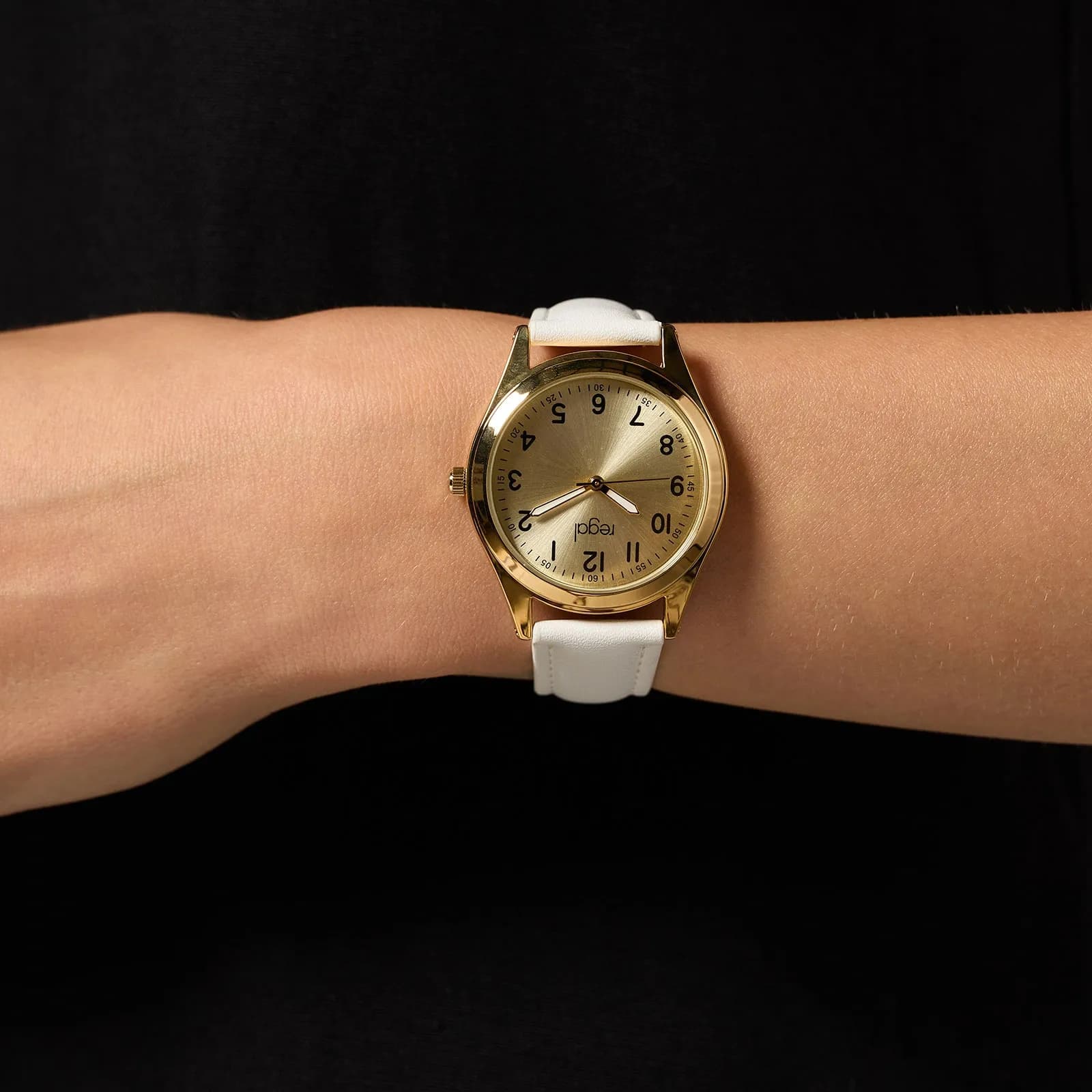 Regal Classic line - vitt band, guldton, 36mm 2