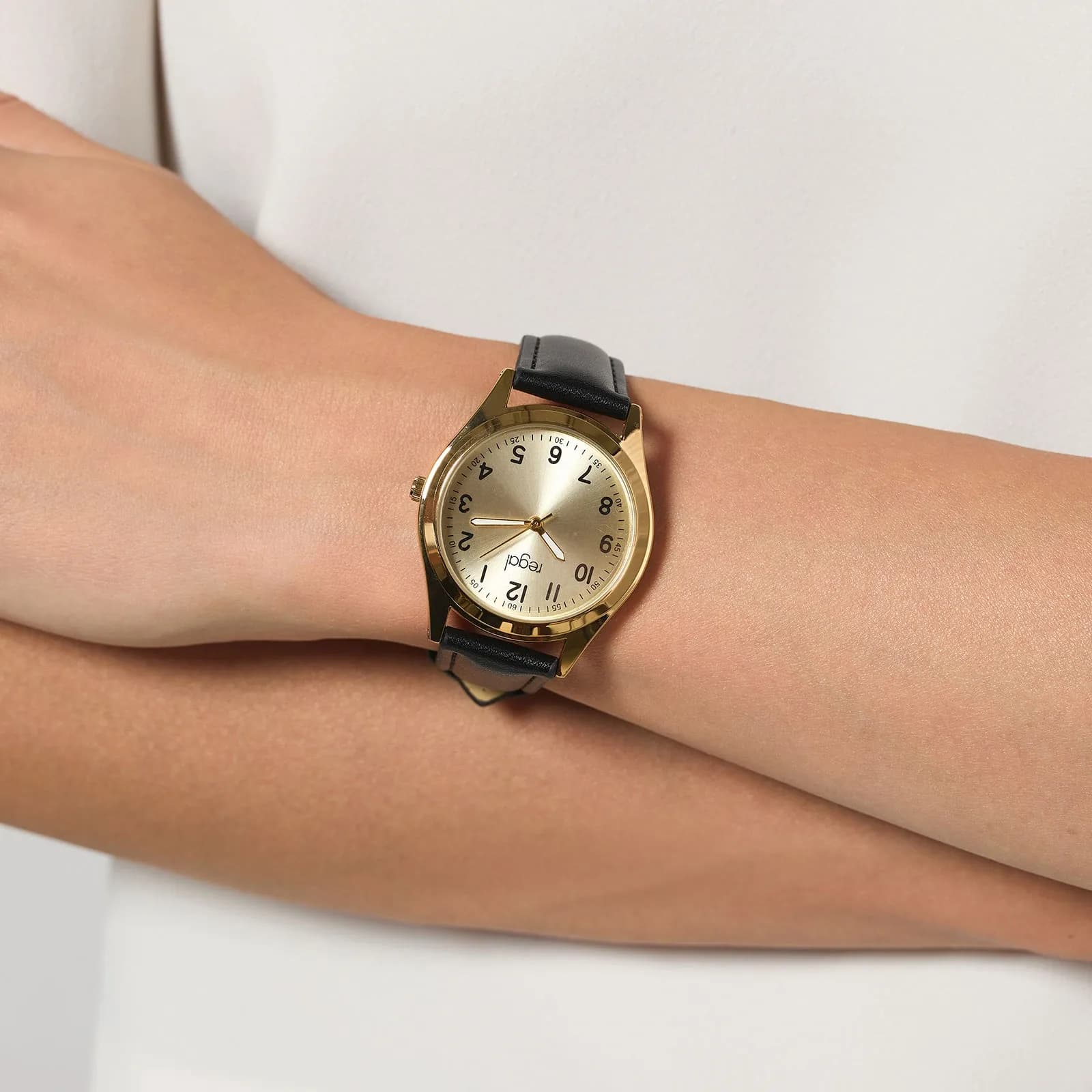 Regal Classic line - svart band, guldton, 36mm 2