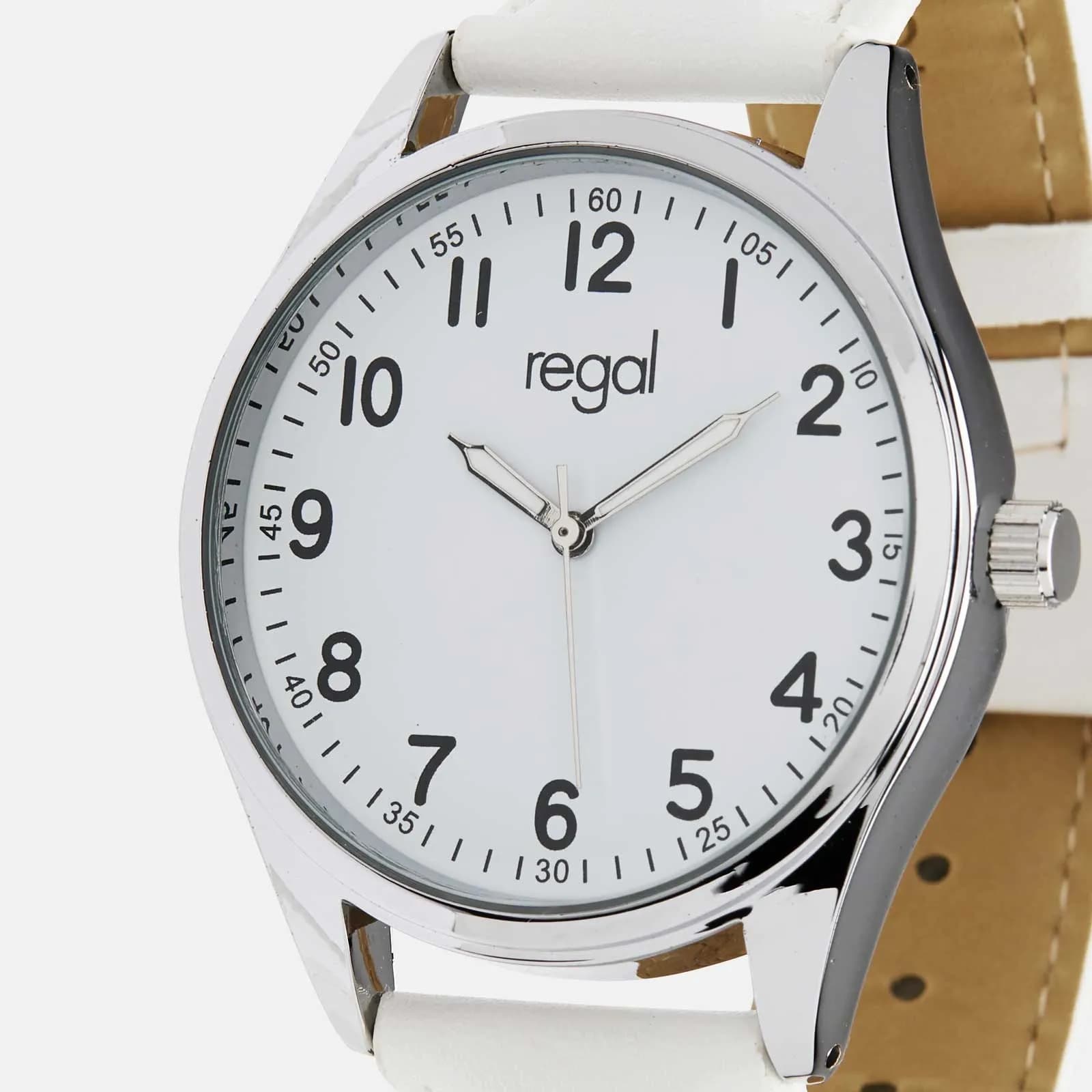 Regal herrklocka -  vitt band, silverton/vit, 40mm 6