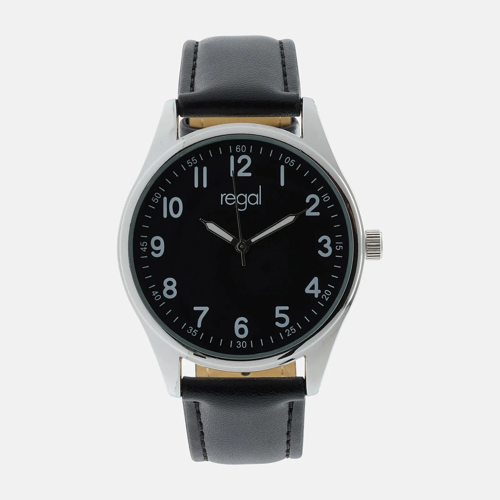 Regal herrklocka -  svart band, silverton/svart, 40mm