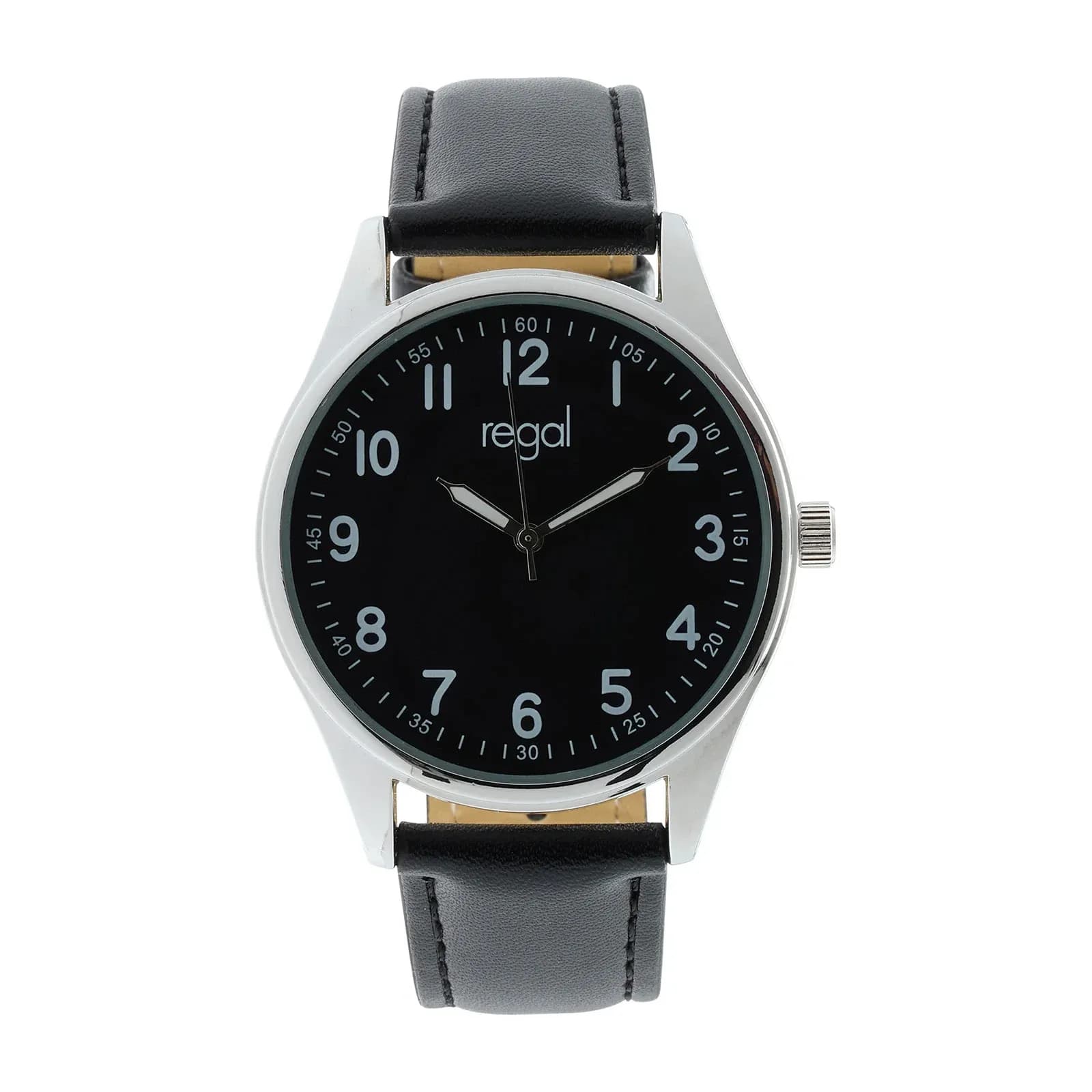 Regal herrklocka -  svart band, silverton/svart, 40mm
