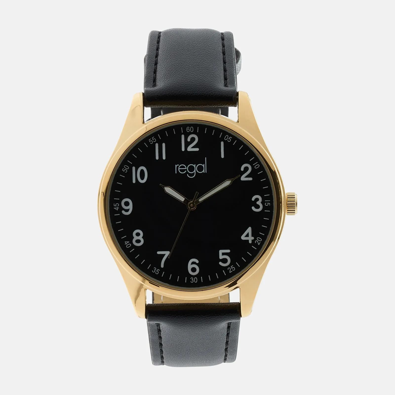 Regal herrklocka -  svart band, guldton,svart, 40mm
