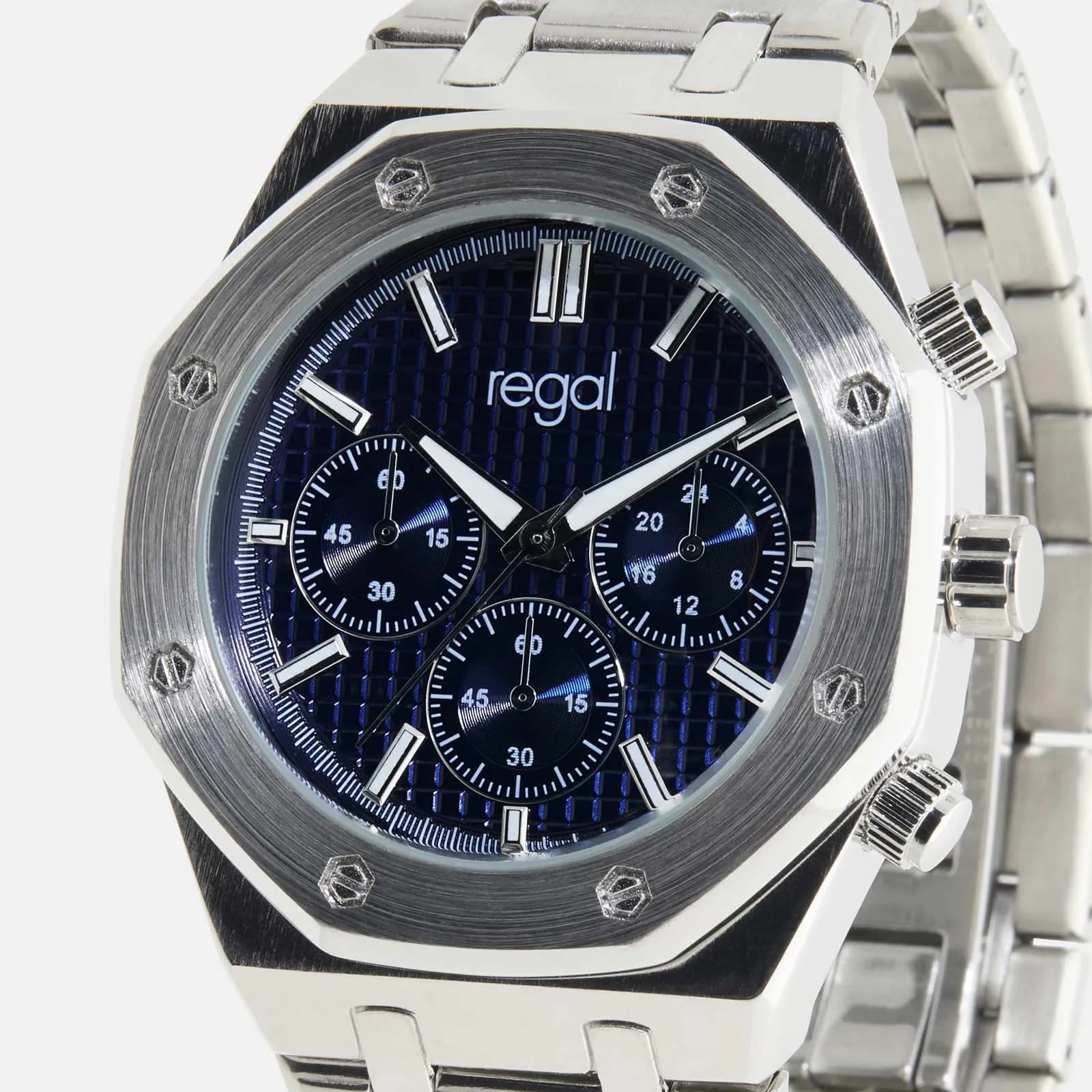 Regal herrklocka -  metallband, silverton/blå, 42mm 4