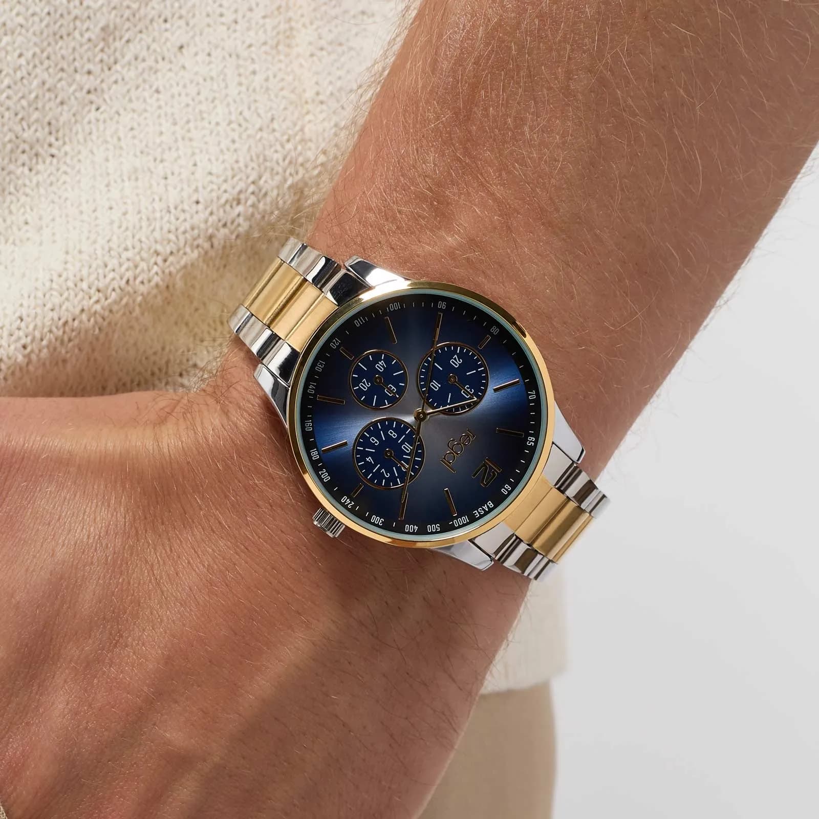 Regal herrklocka -  metallband, bicolor/blå, 42mm 4