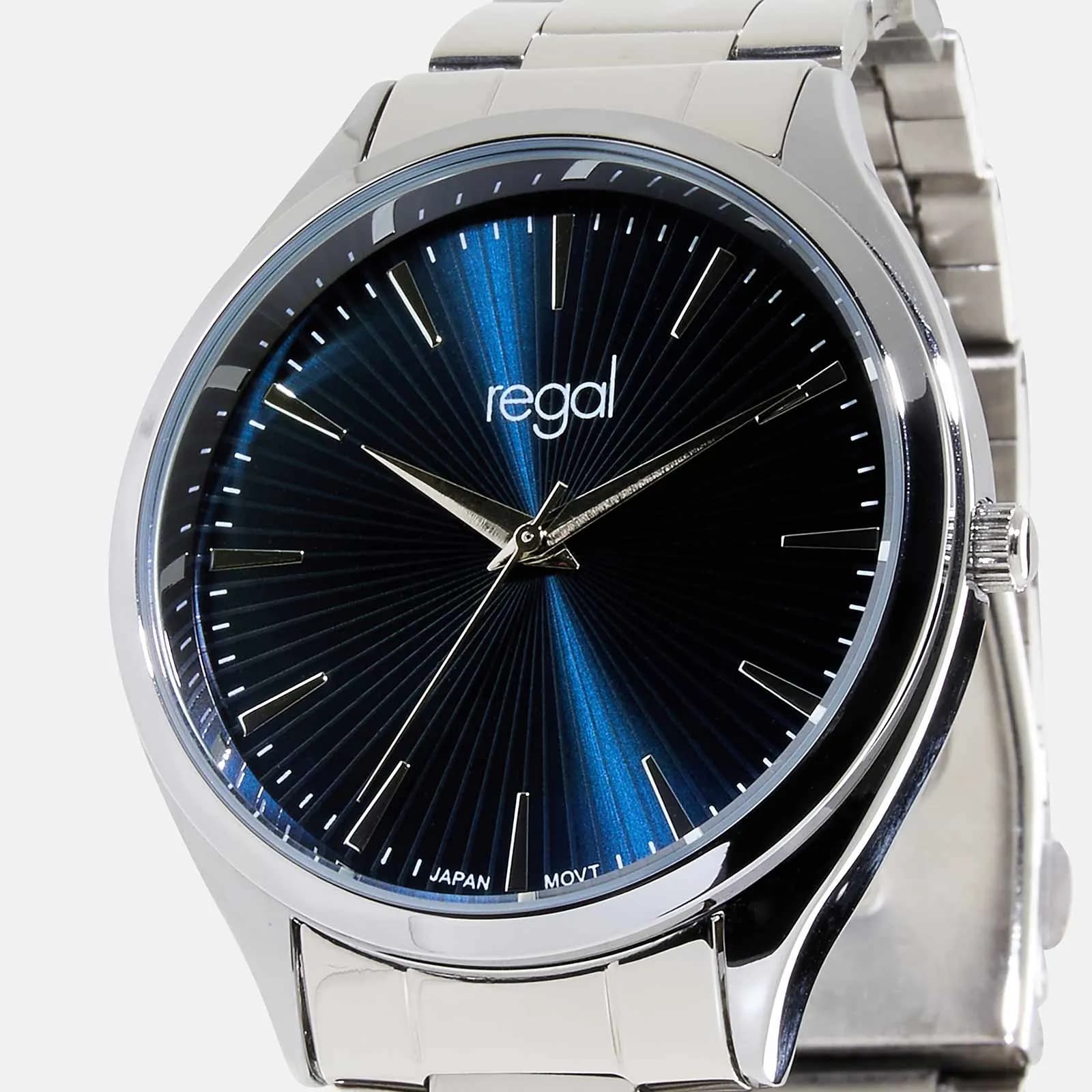Regal herrklocka - silver/blå, metallband, 41mm 2