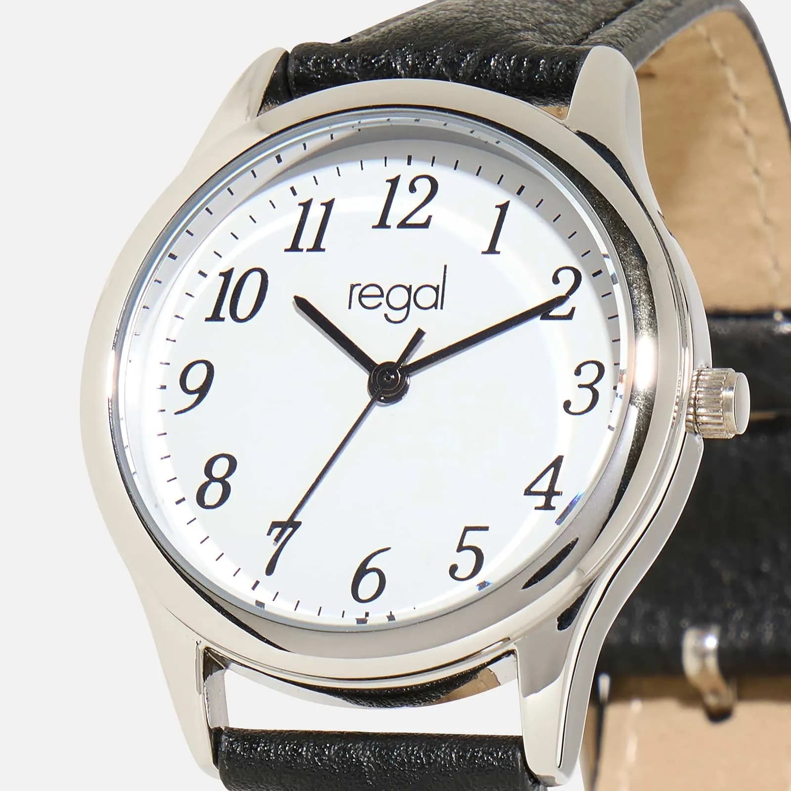 Regal damklocka - svart band, silver/vit, 32mm 2