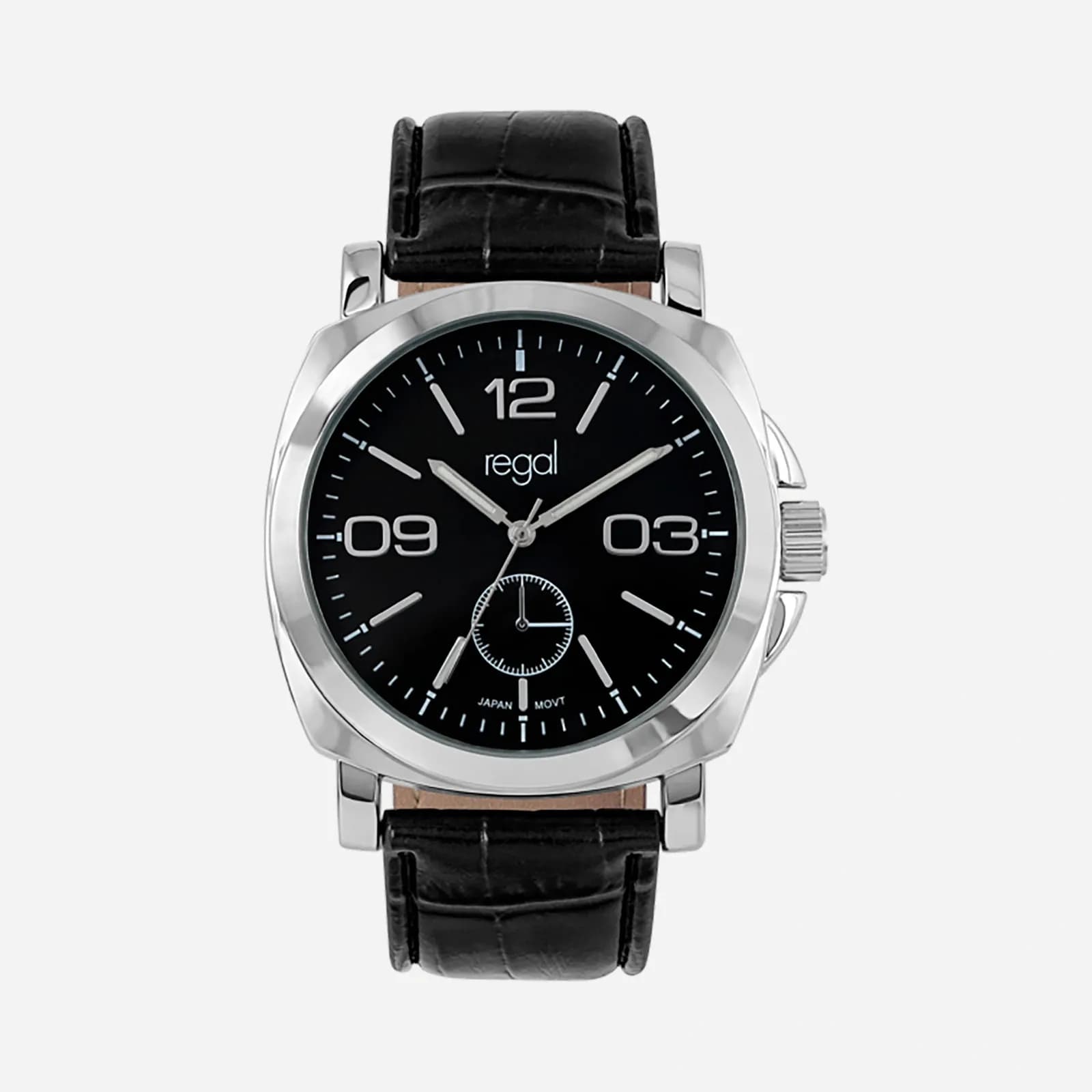 Regal herrklocka - svart band, silver/svart, 40 mm