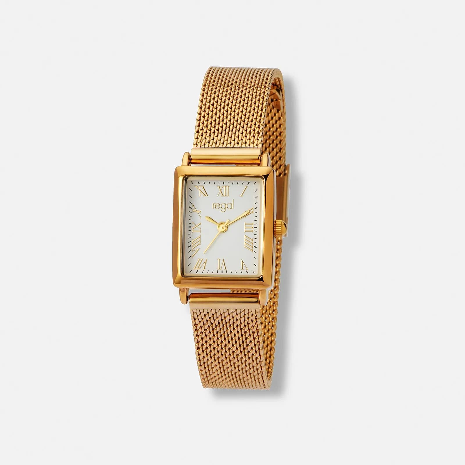 Regal damklocka guld/vit, rektangulär - 20x29 mm