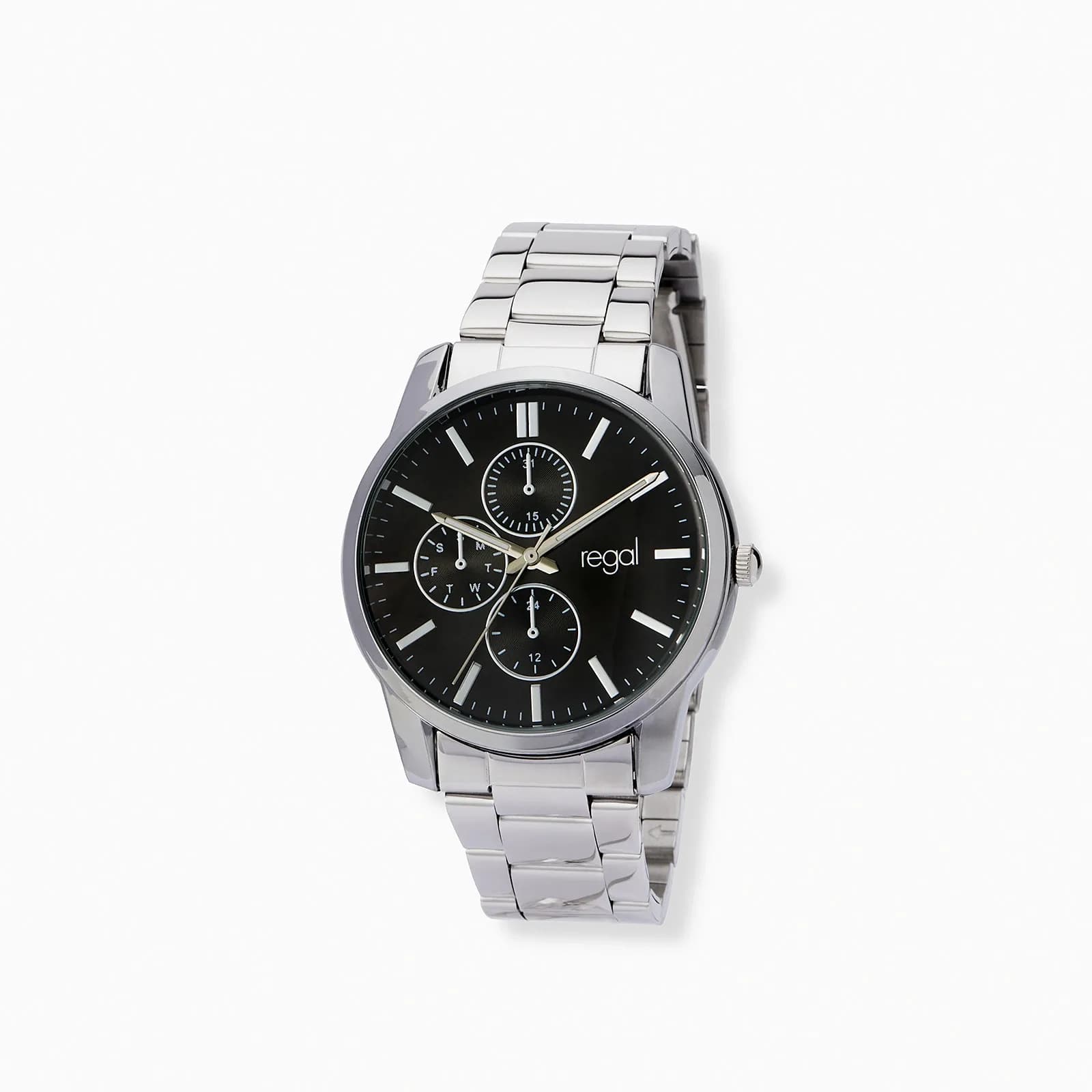 Regal herrklocka, metallband, svart/silver, 40 mm