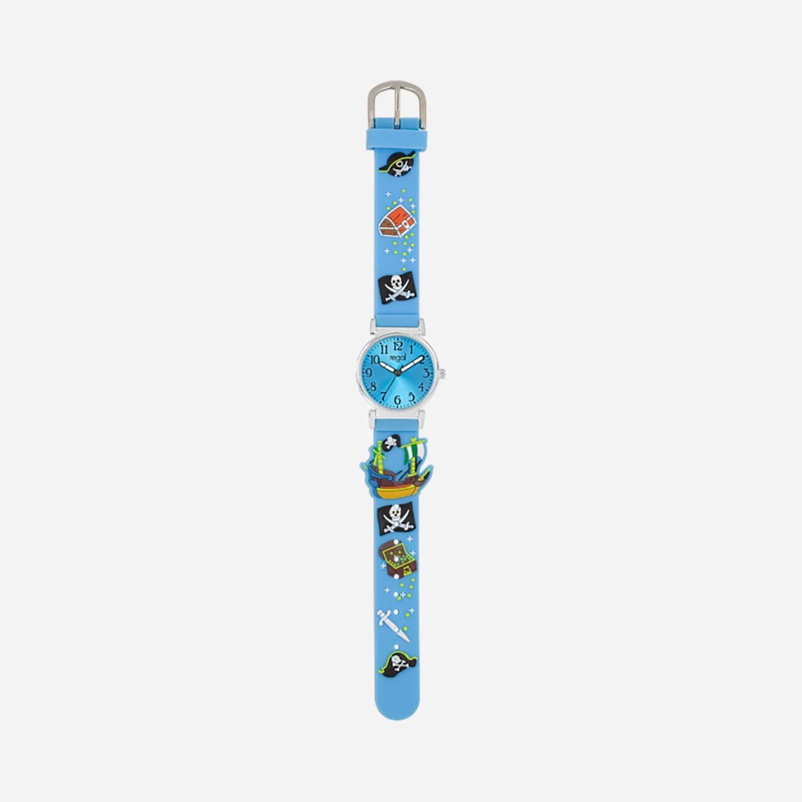 Regal Barnklocka - turkos gummiband, piratskepp, 27 mm 2
