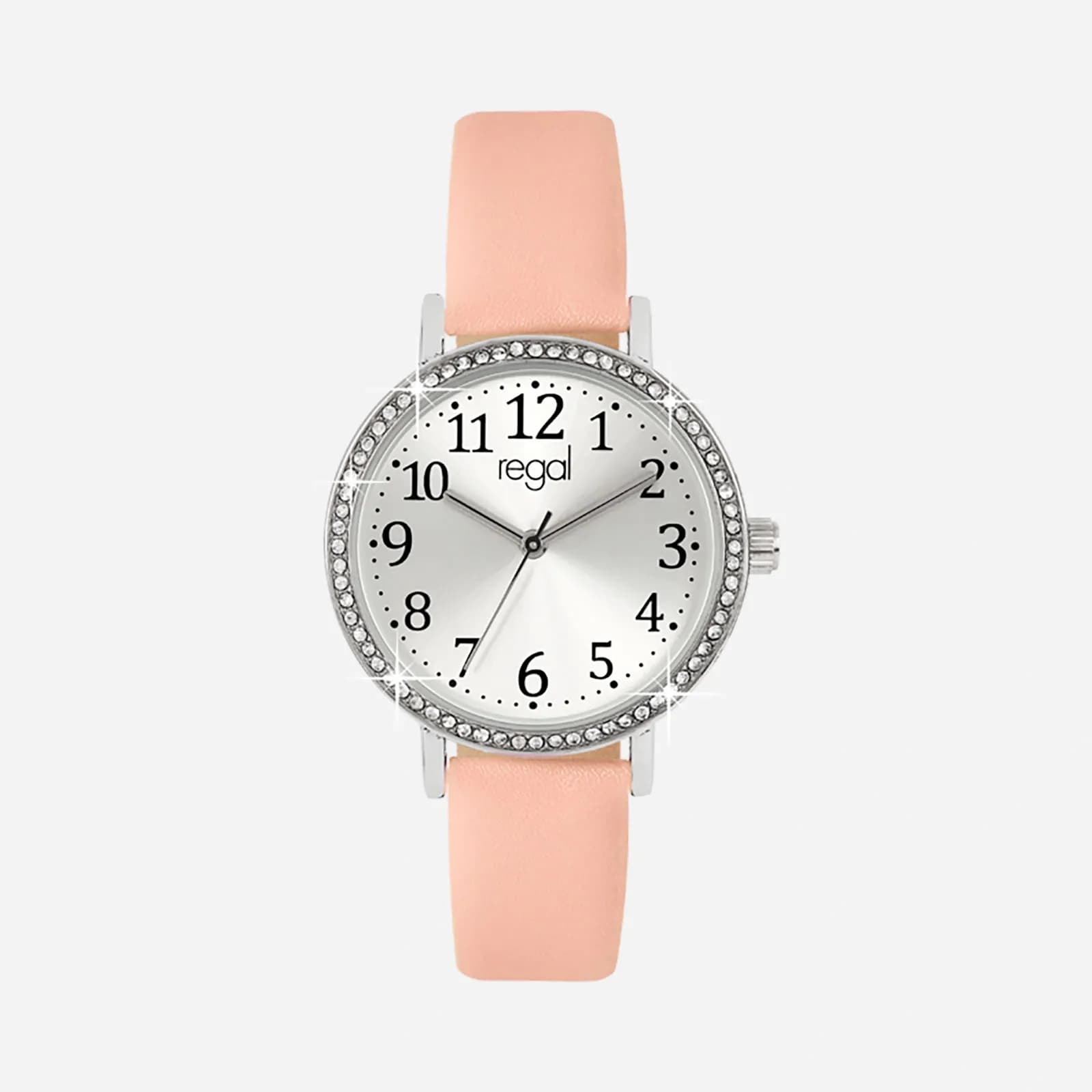 Regal Barnklocka - ljusrosa/silver, strass, 33 mm