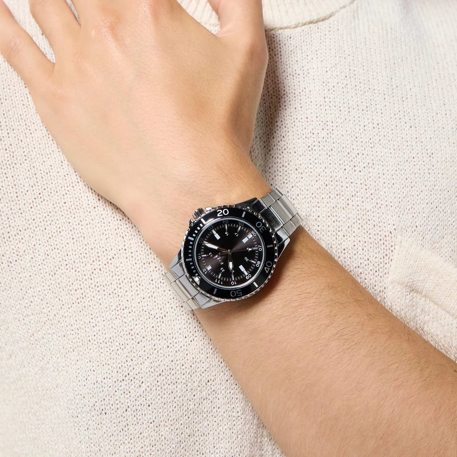 Regal herrklocka - metall, silver/svart, 44mm 3