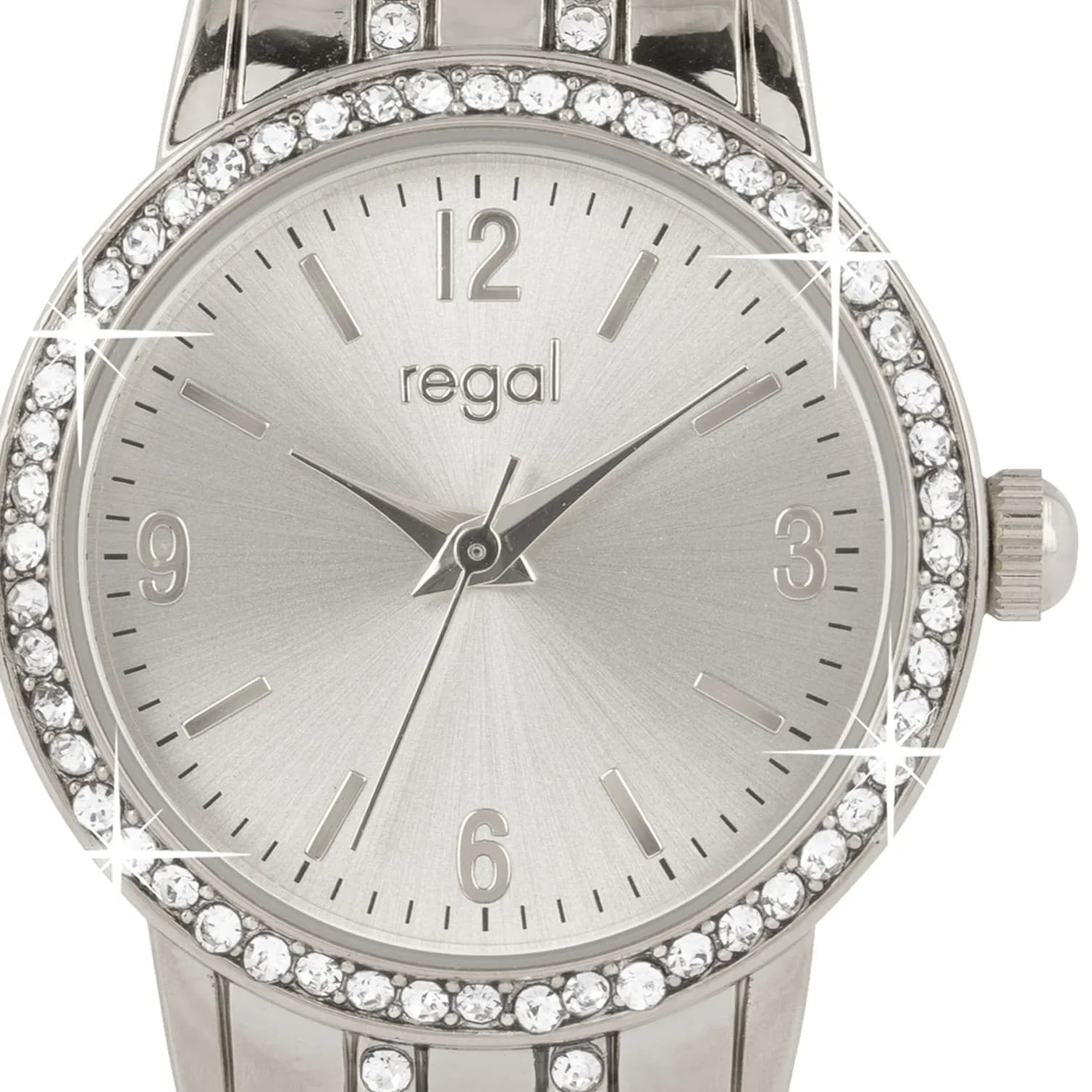 Regal damklocka - bling, metallänk silverton, 26mm 2