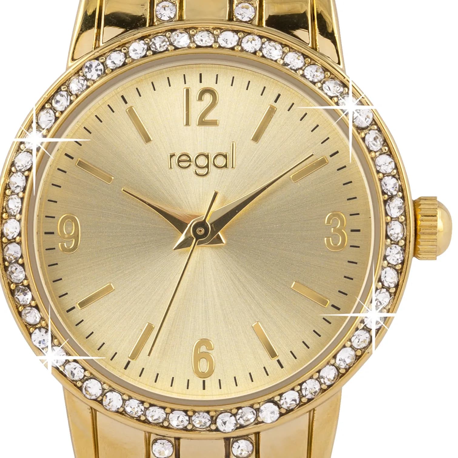 Regal damklocka - bling, metallänk guldton, 26mm 2