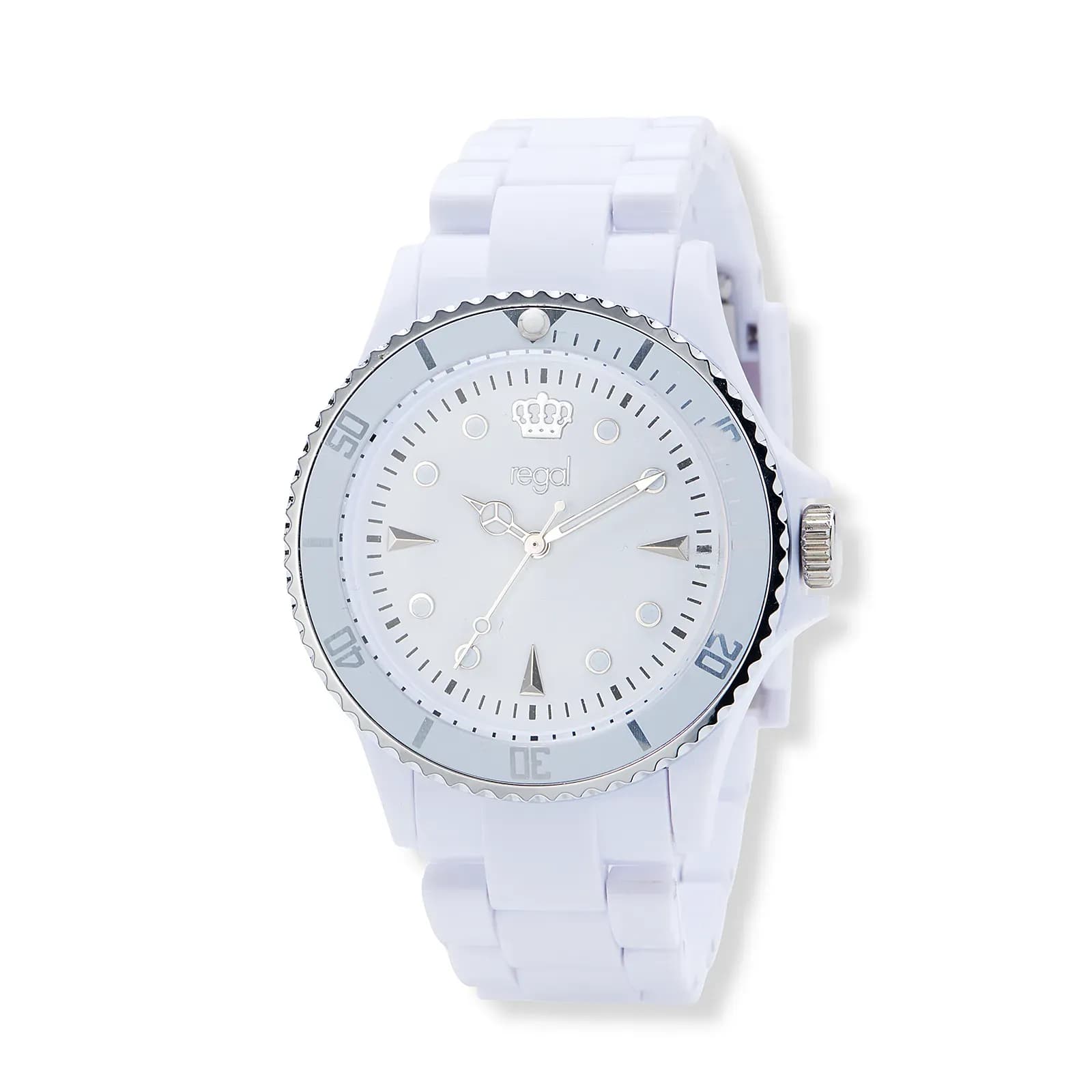 Regal unisexklocka, vitt plastband - R77334-141
