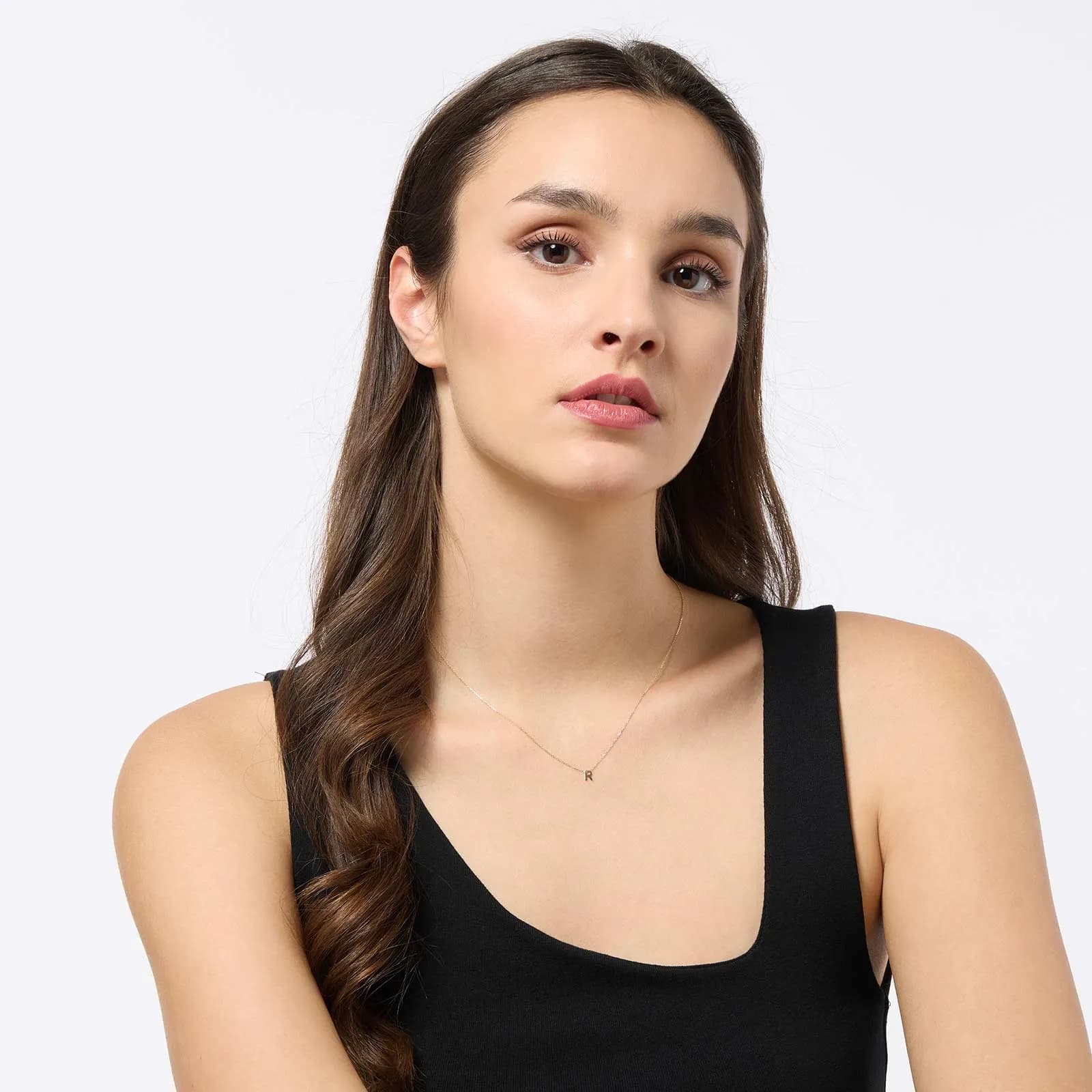 Halsband 9k guld - bokstav R, 43cm 3