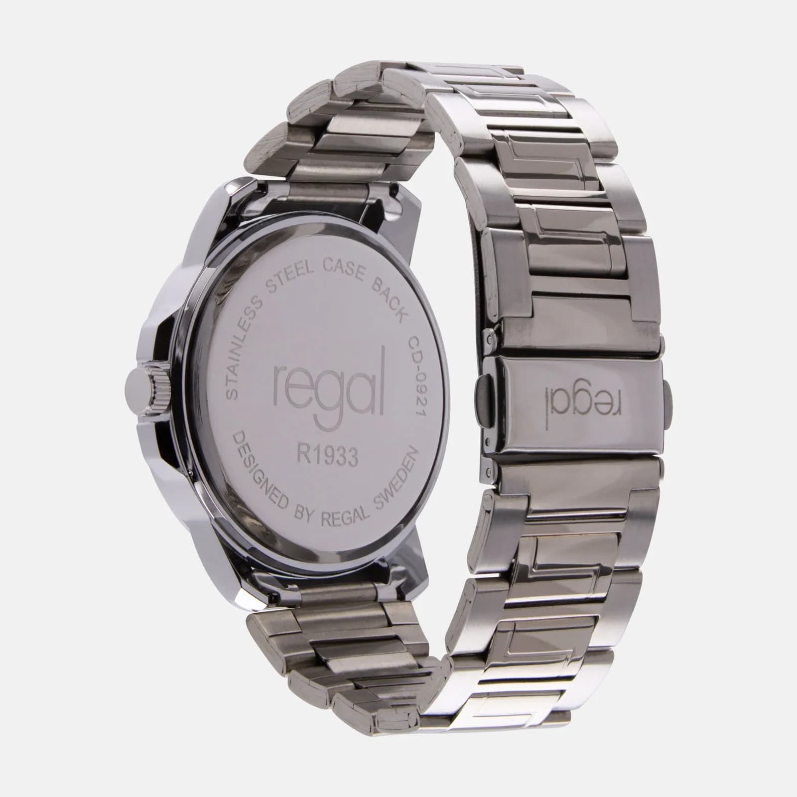 Regal klockset herr -  metallband, silverton/svart, 45mm 6