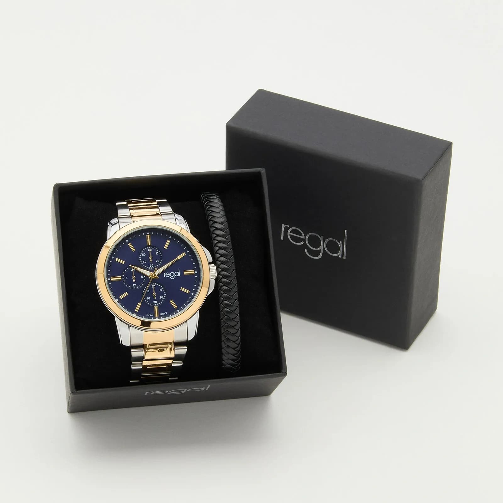 Regal klockset herr - metallband, bicolor/blå, 45mm 2