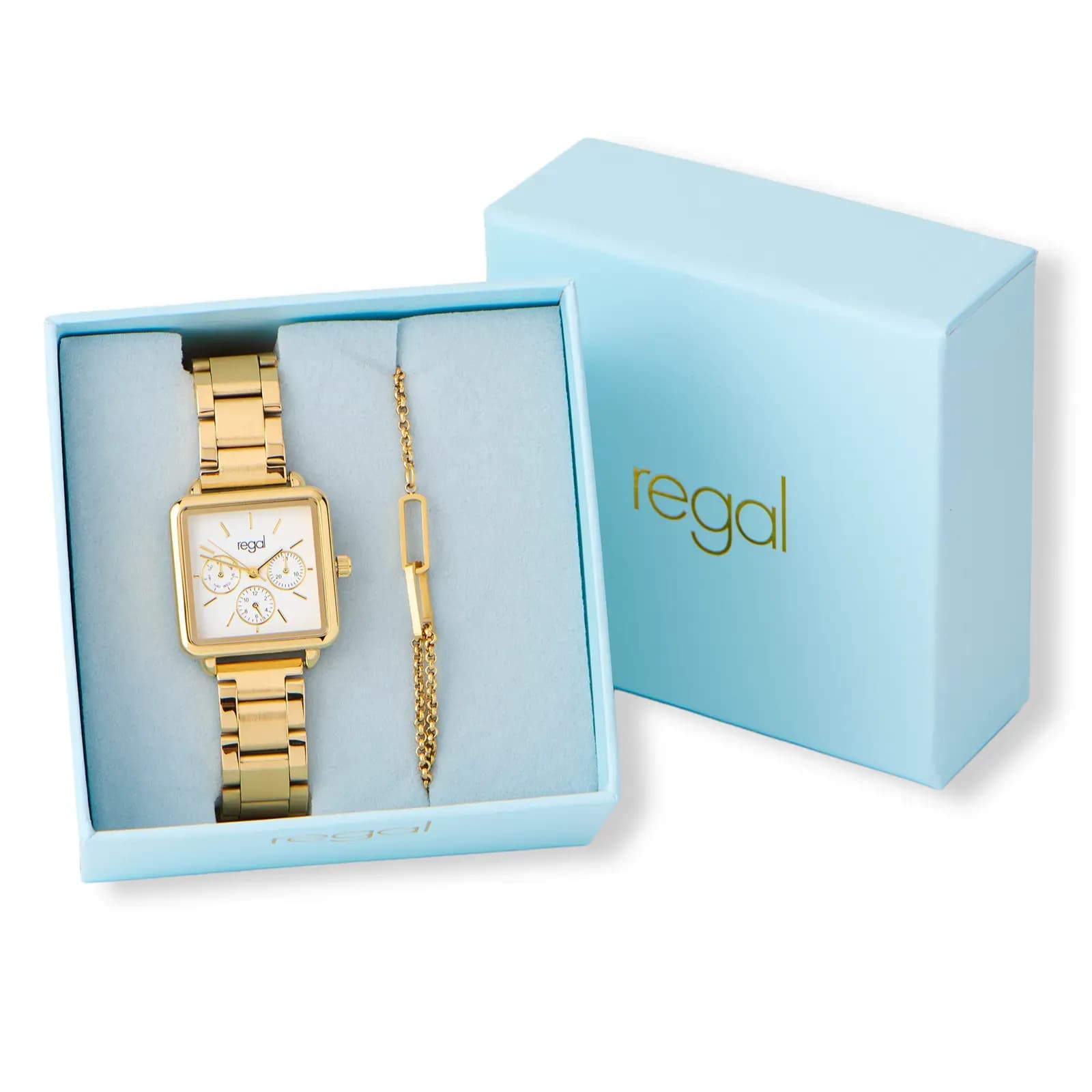 Regal damklocka set, vit/guld, metallband - RG2098-132