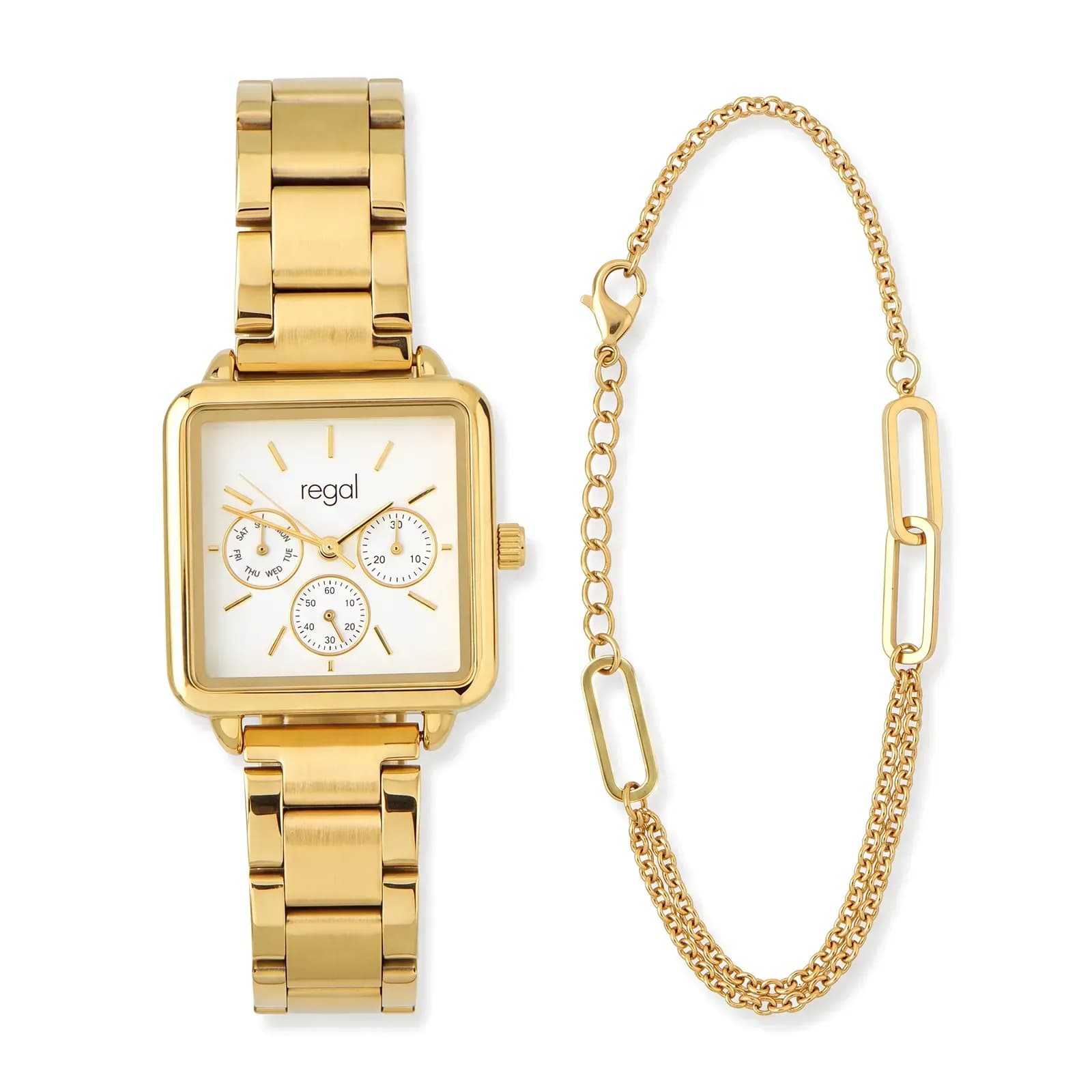 Regal damklocka set, vit/guld, metallband - RG2098-132 2