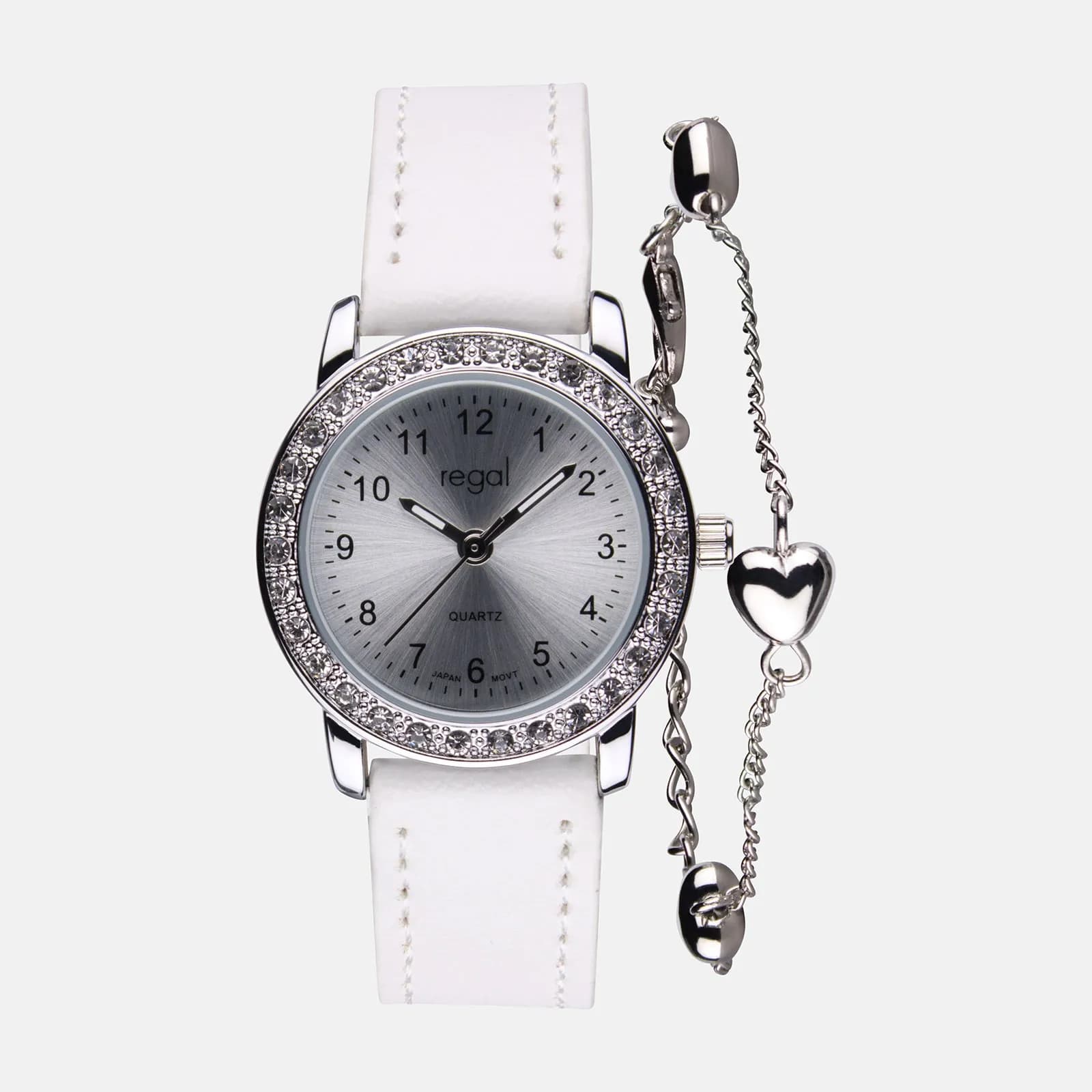 Regal barnklocka - set med armband, silver/vit, 28 mm 2