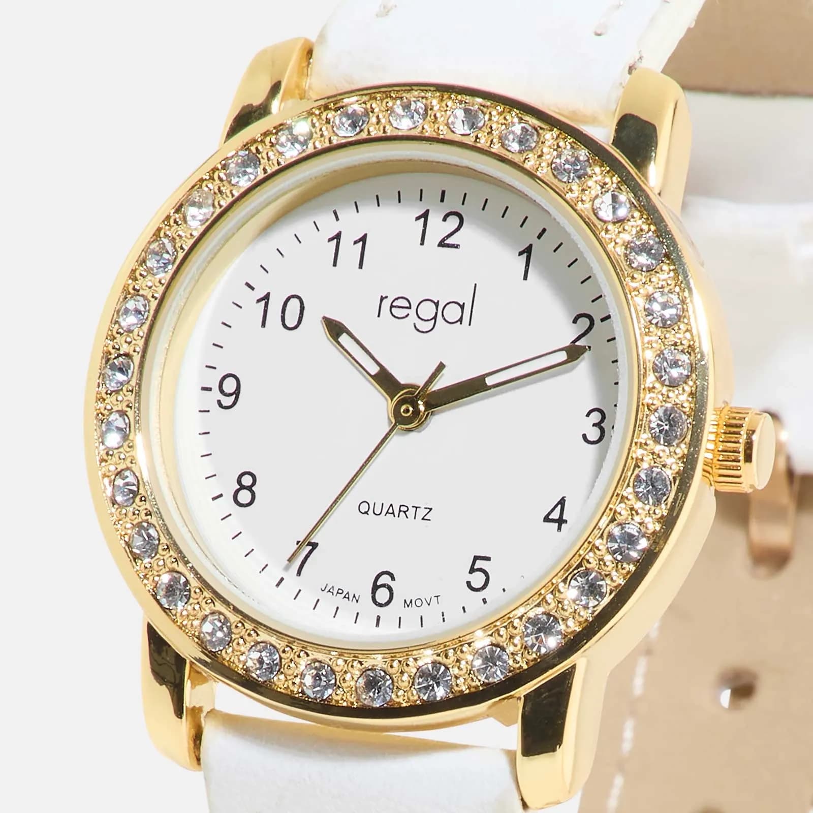 Regal barnklocka, set med armband, guld/vit 28 mm 4