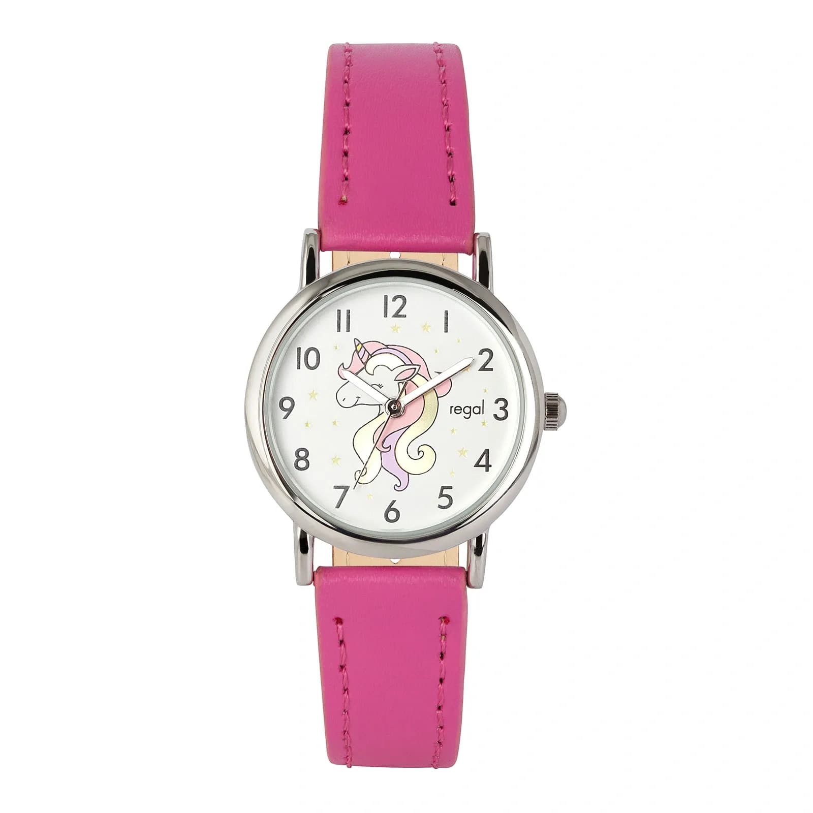 Regal barnklocka, set med halsband, silver/rosa 28 mm 2