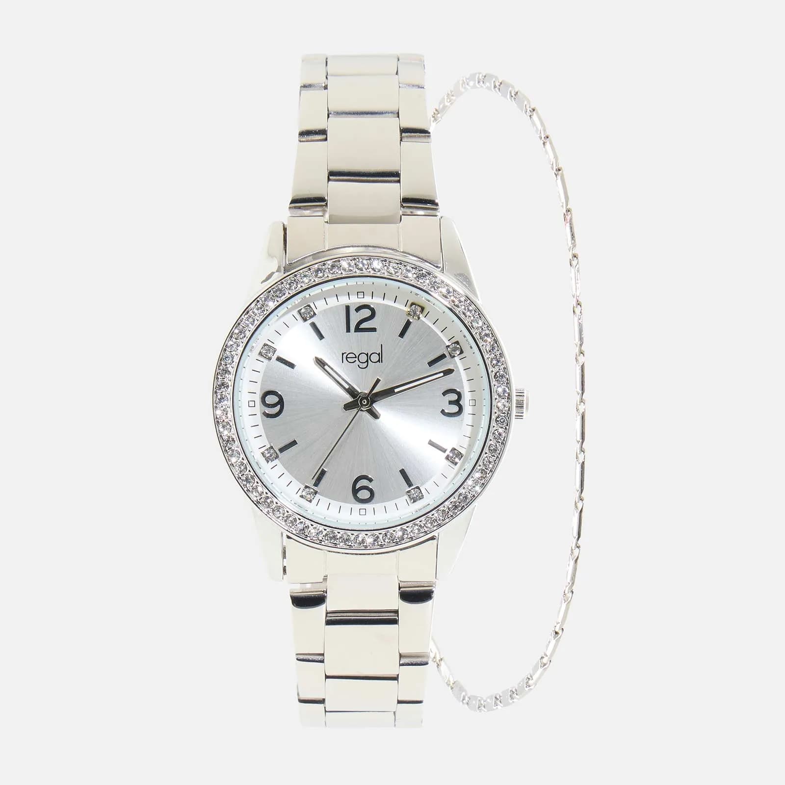 Regal klockset dam - metallband silver, 32mm 2