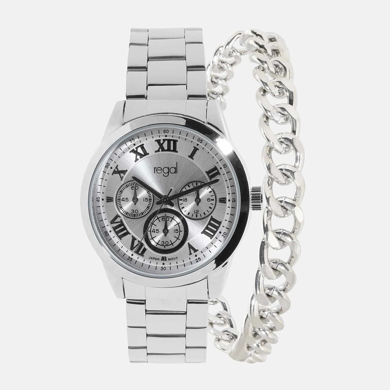 Regal klockset herr - metallband, silverton 41mm 2