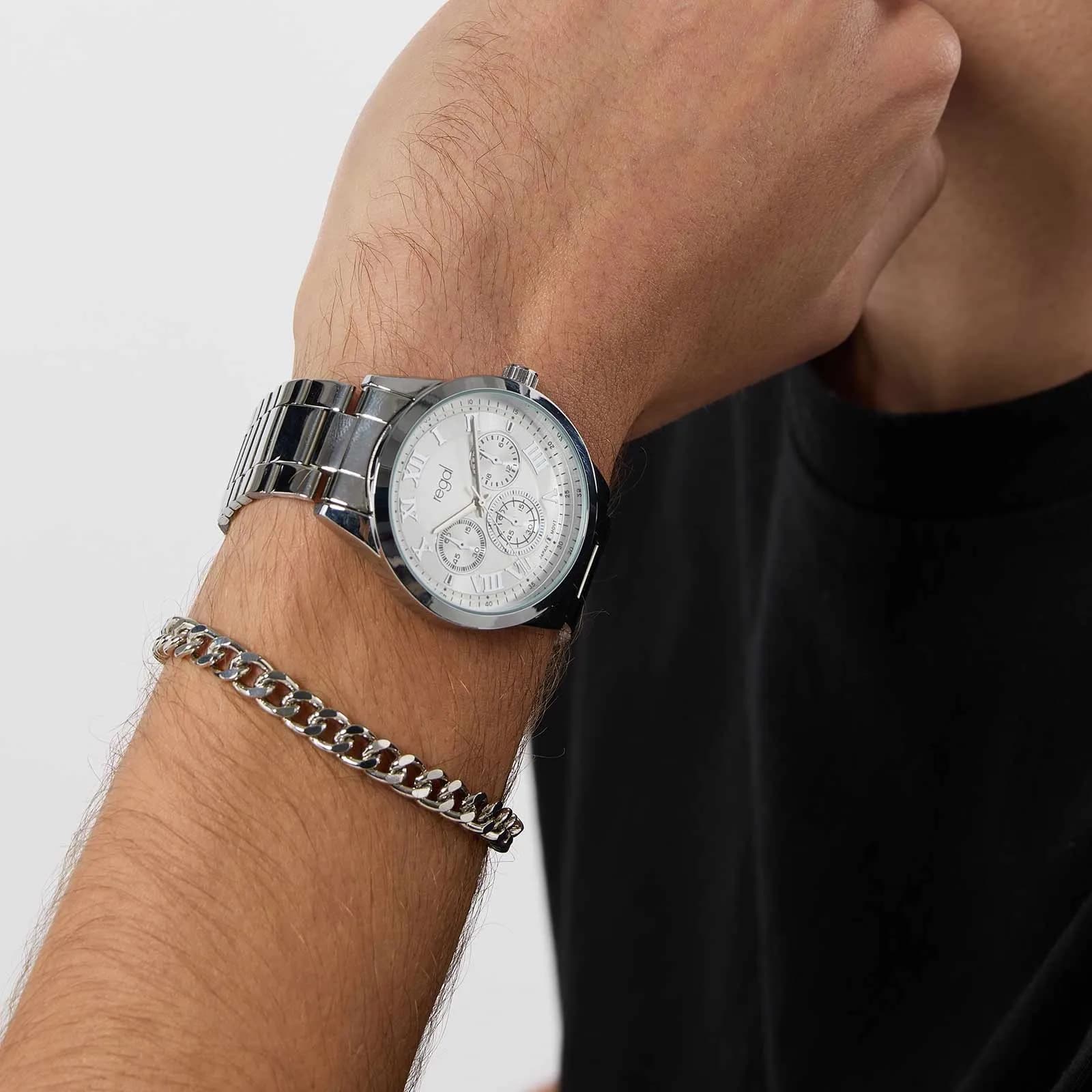 Regal klockset herr - metallband, silverton 41mm 3