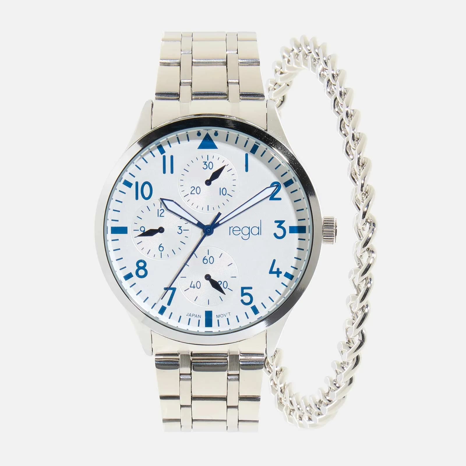 Regal klockset herr - metall, silver/vit, 44mm 2