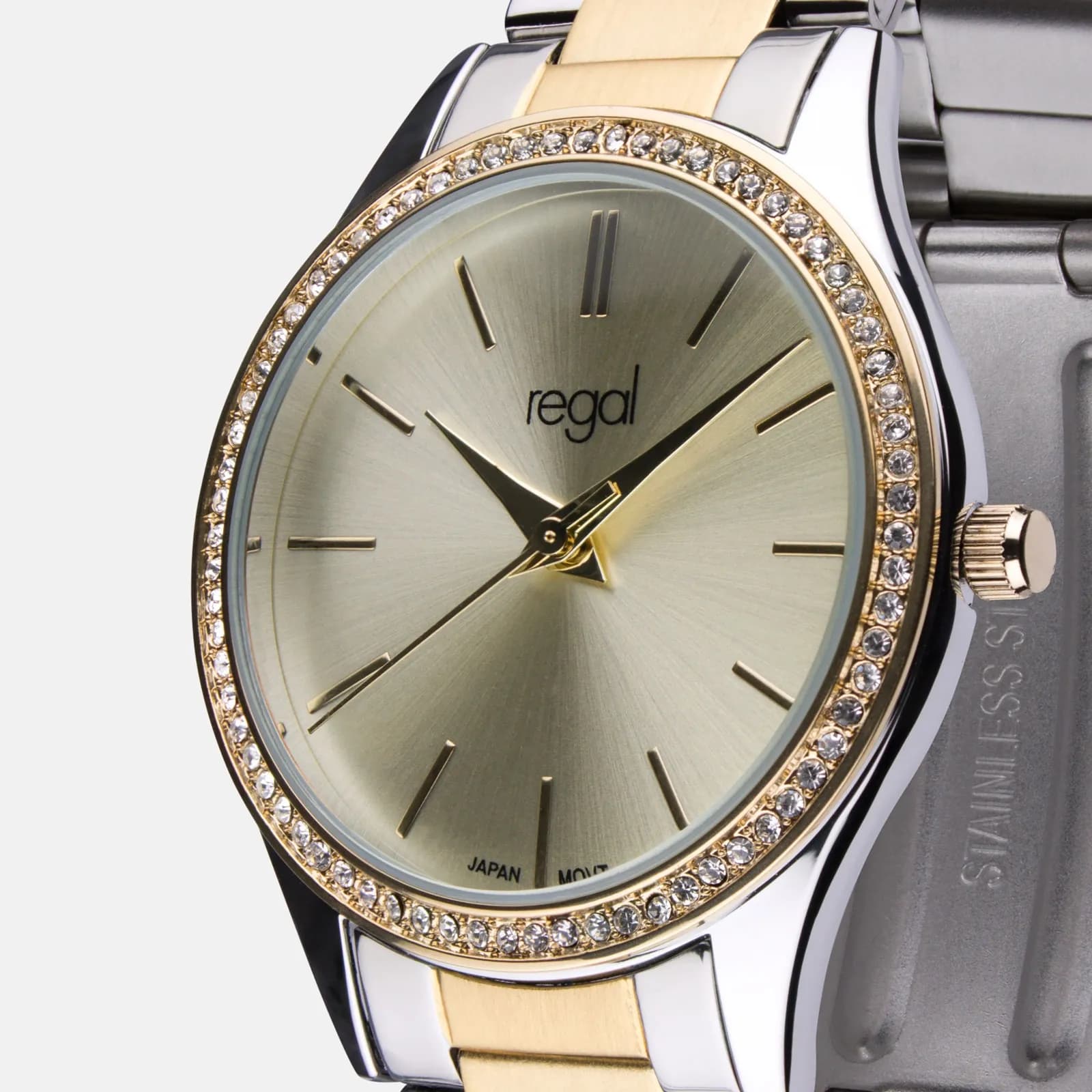 Regal klockset dam - metallband, bicolor, 34mm 3