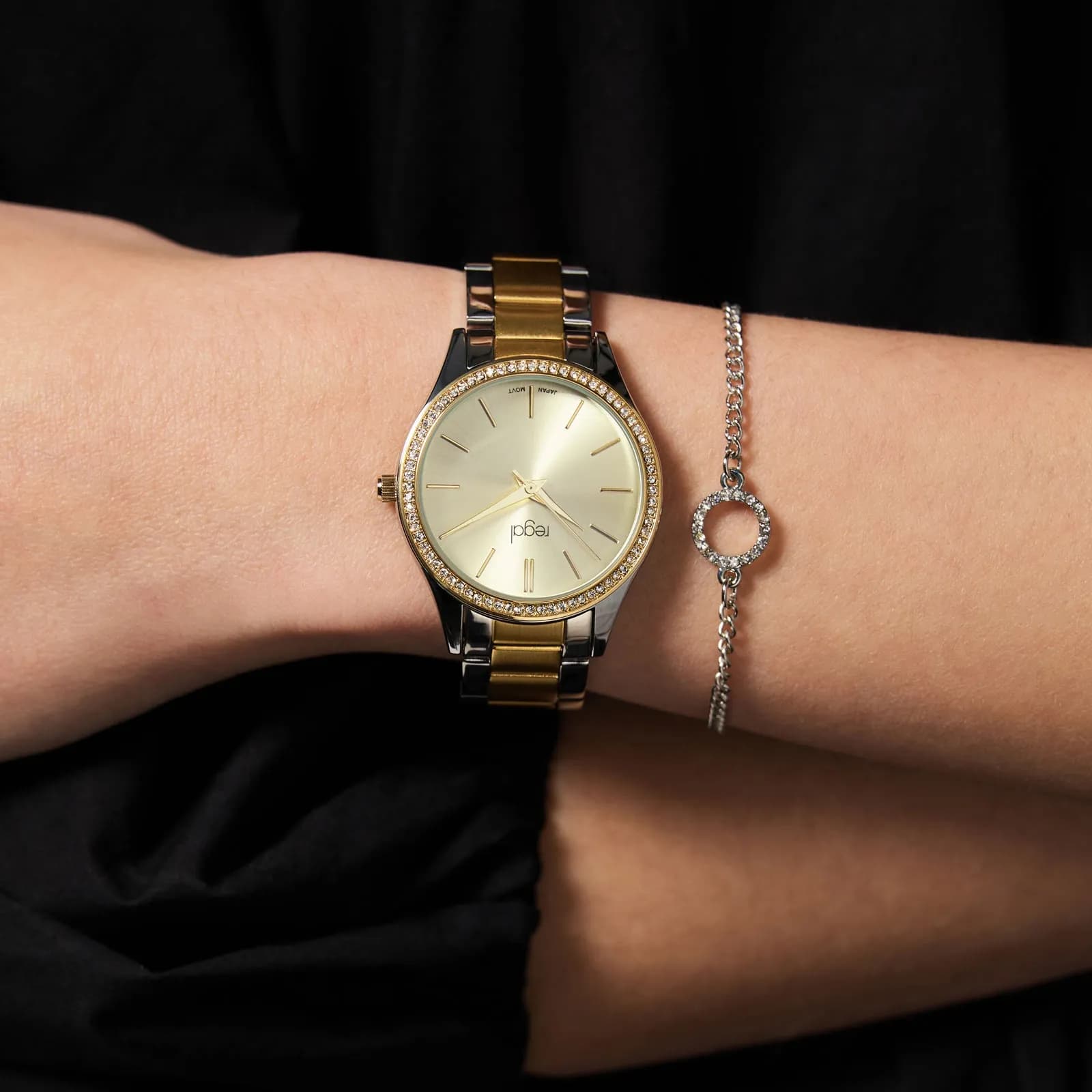 Regal klockset dam - metallband, bicolor, 34mm 7