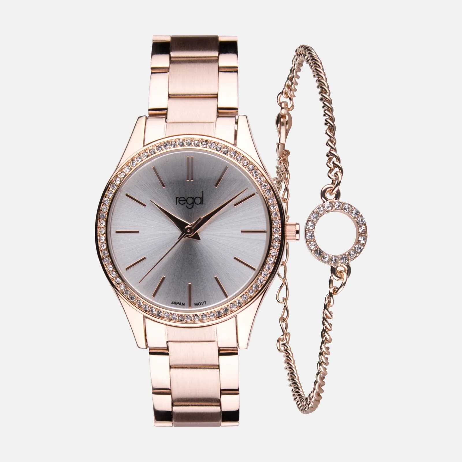 Regal klockset dam - metallband, rosegold, 34mm 2
