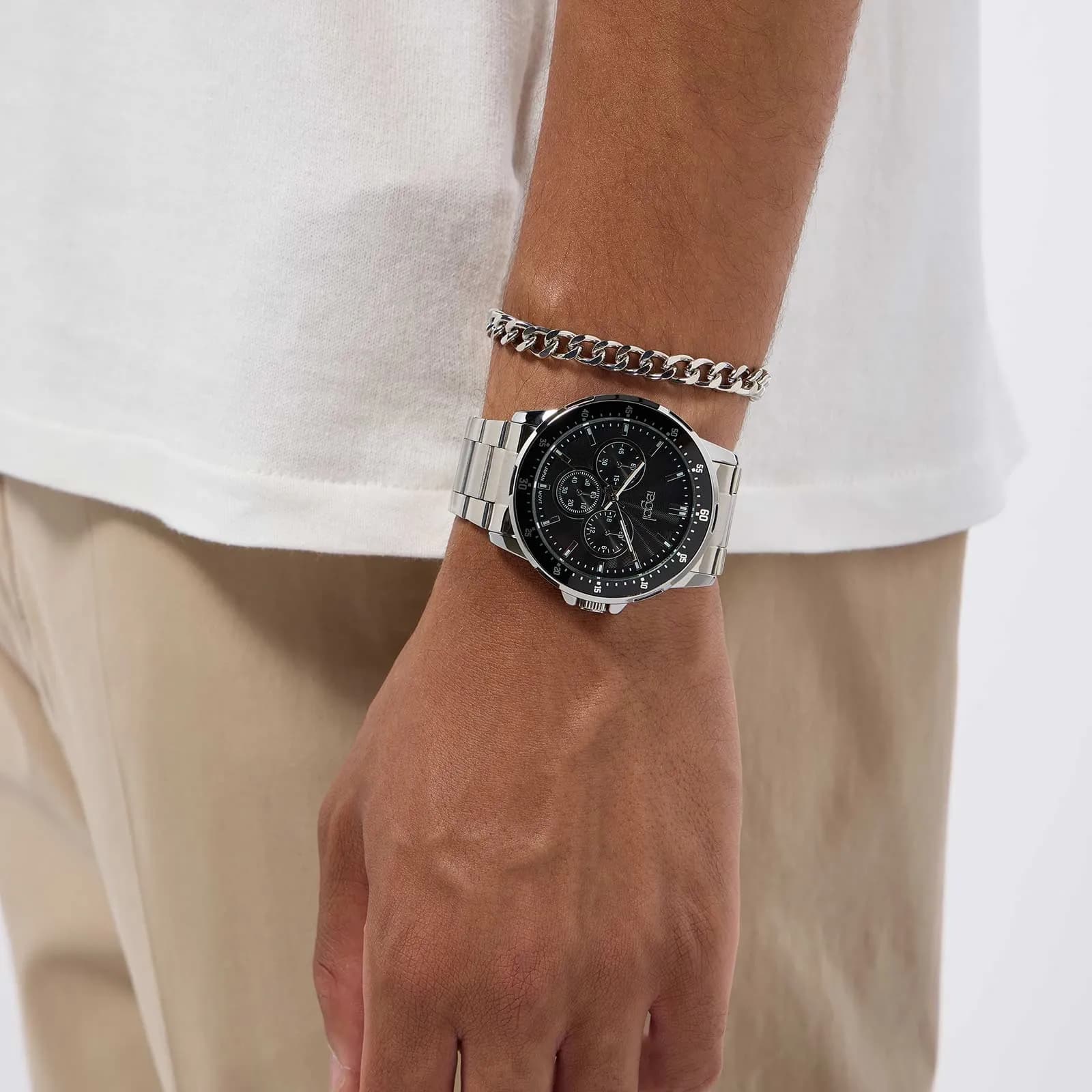 Regal klockset herr - metall, silver/svart, 45mm 4
