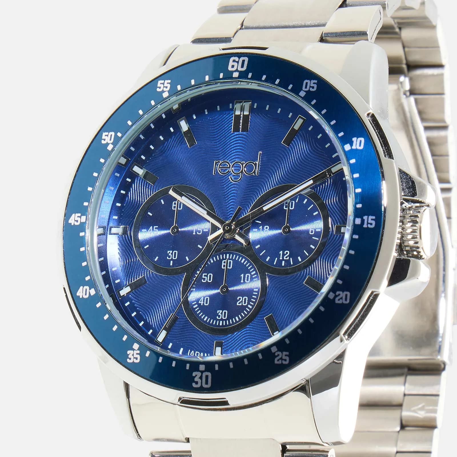 Regal klockset herr - metall, silver/blå, 45mm 3