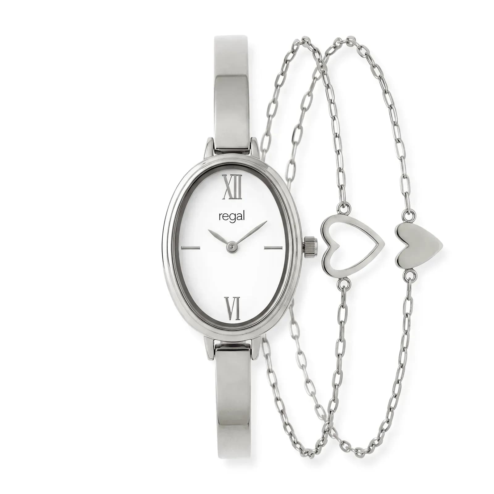 Regal damklocka set, vit/silver, metallband - RG5044-122 2